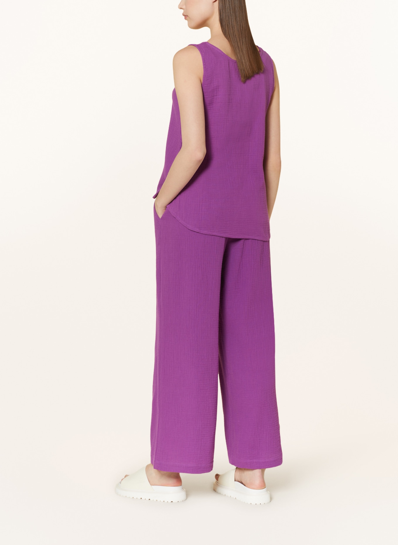 darling harbour Wide leg trousers made of muslin, Color: Orchidee (Image 3)
