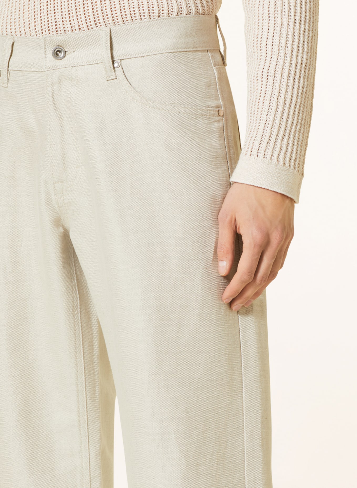 TIGER OF SWEDEN Spodnie TILLE regular fit z dodatkiem lnu, Kolor: KREMOWY (Obrazek 5)