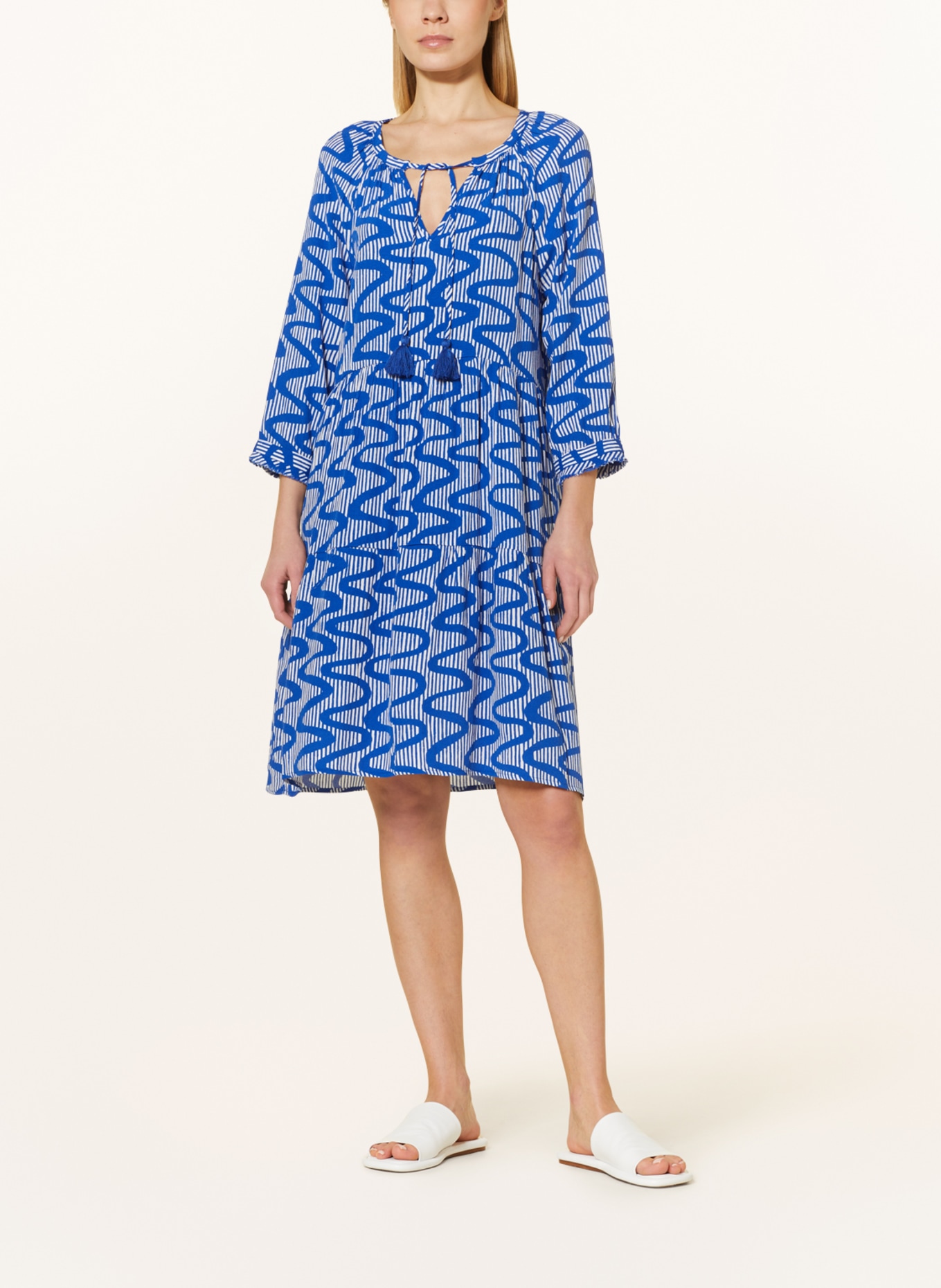 LIEBLINGSSTÜCK Dress EMELINEL with 3/4 sleeves, Color: BLUE/ WHITE (Image 2)