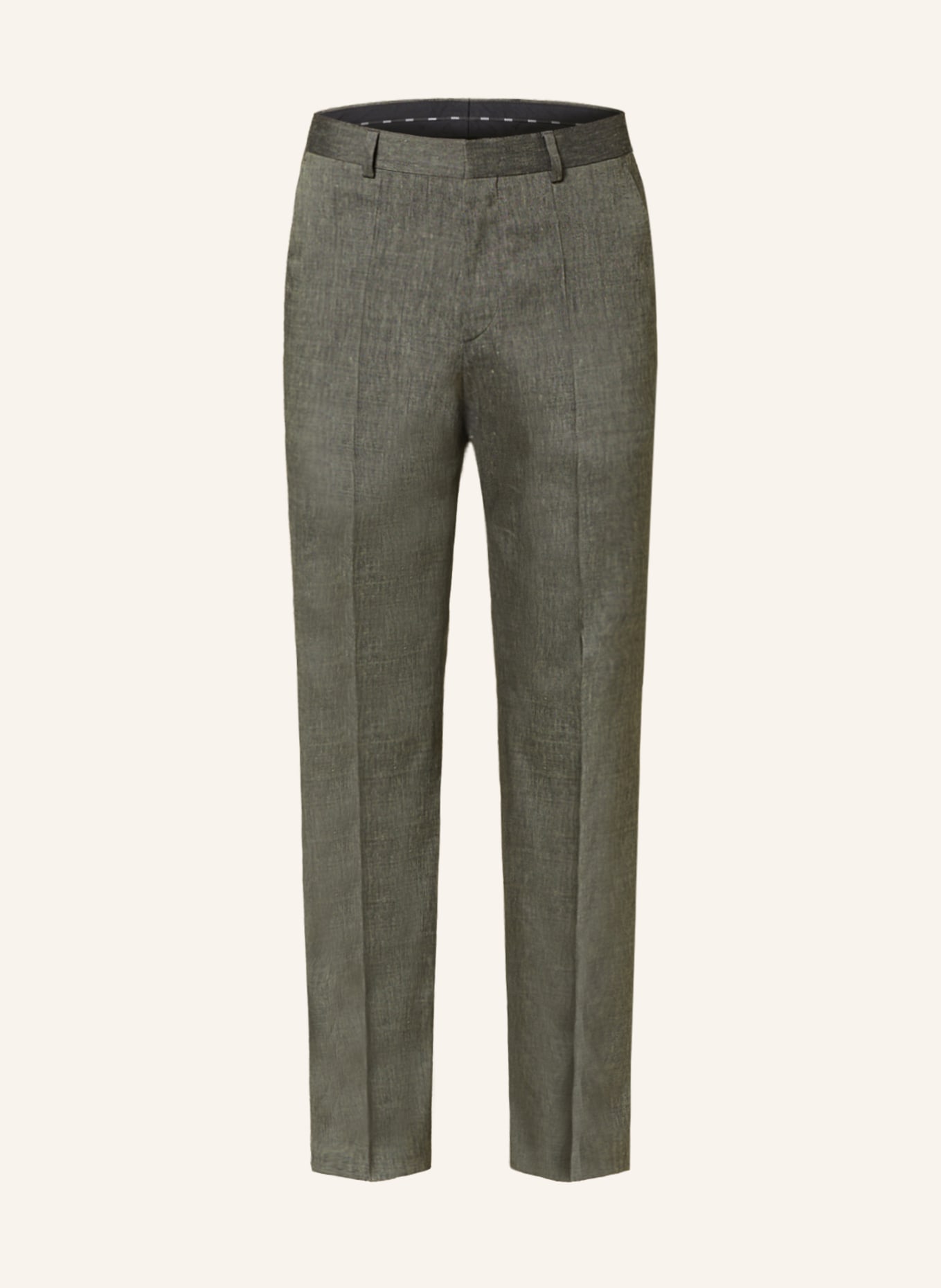BOSS Suit trousers LEON regular fit with linen, Color: GRAY (Image 1)