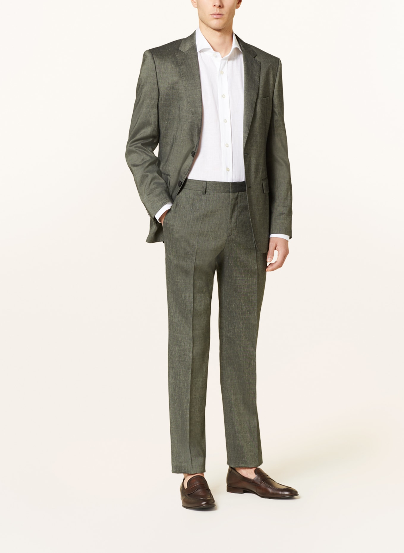 BOSS Suit trousers LEON regular fit with linen, Color: GRAY (Image 2)