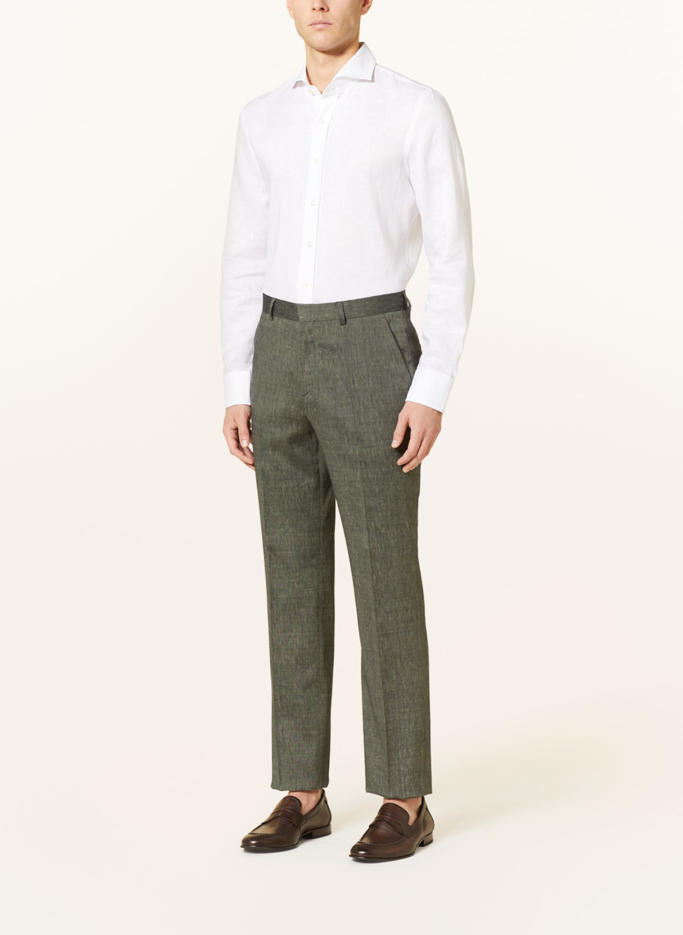 BOSS Suit trousers LEON regular fit with linen, Color: GRAY (Image 3)