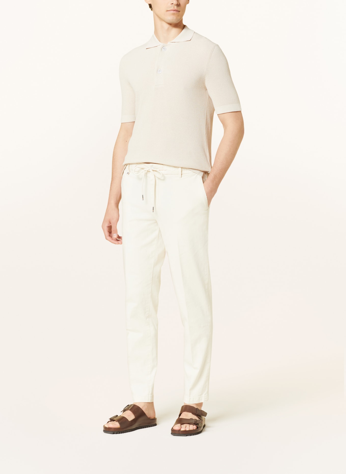 BOSS Pants KANE in jogger style tapered fit with linen, Color: CREAM (Image 2)