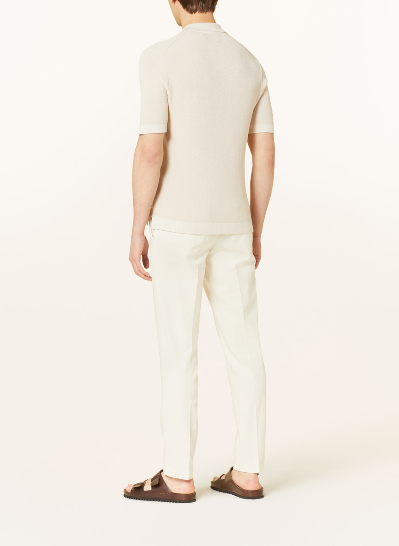 BOSS Pants KANE in jogger style tapered fit with linen, Color: CREAM (Image 3)