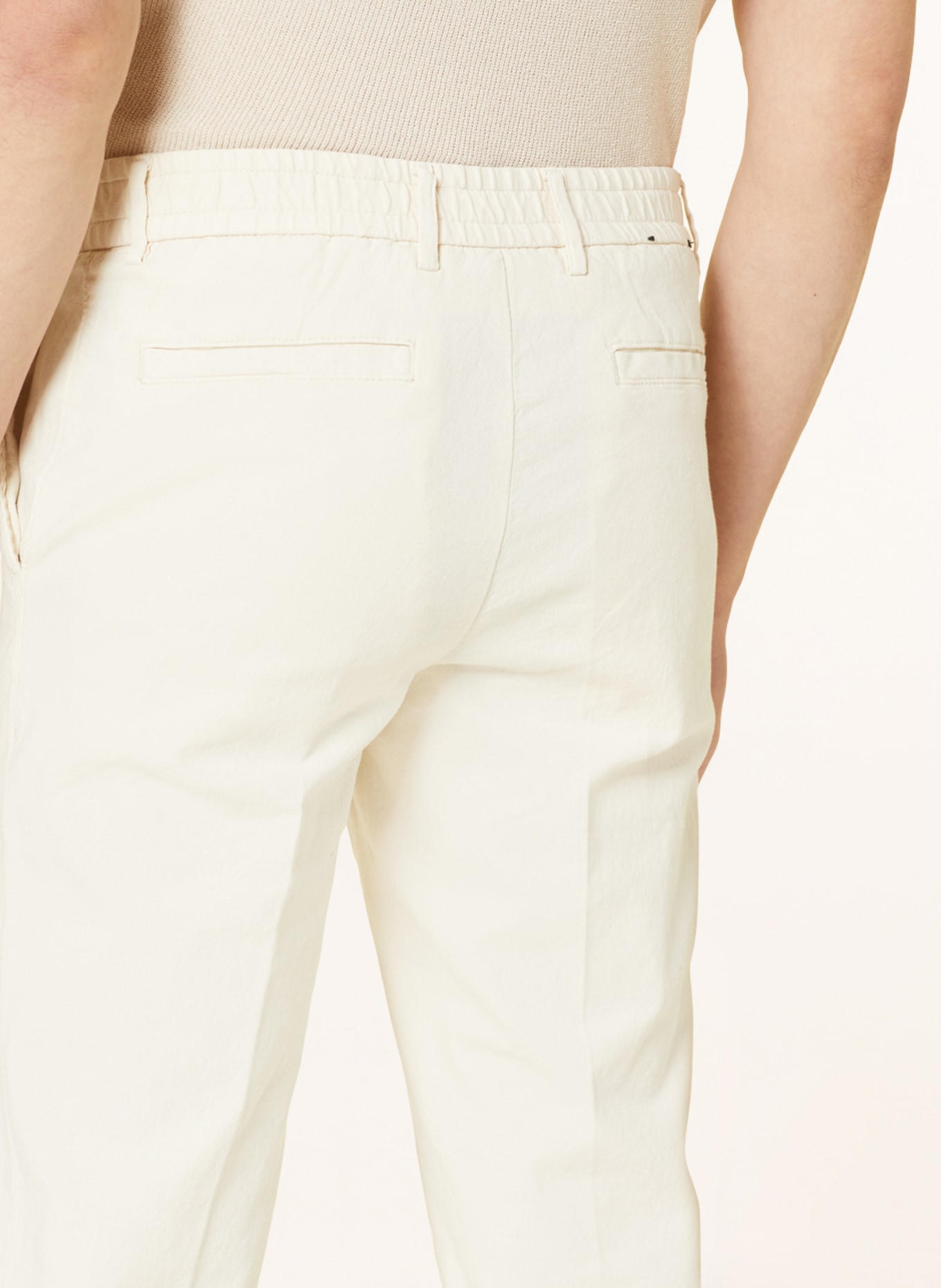 BOSS Pants KANE in jogger style tapered fit with linen, Color: CREAM (Image 5)