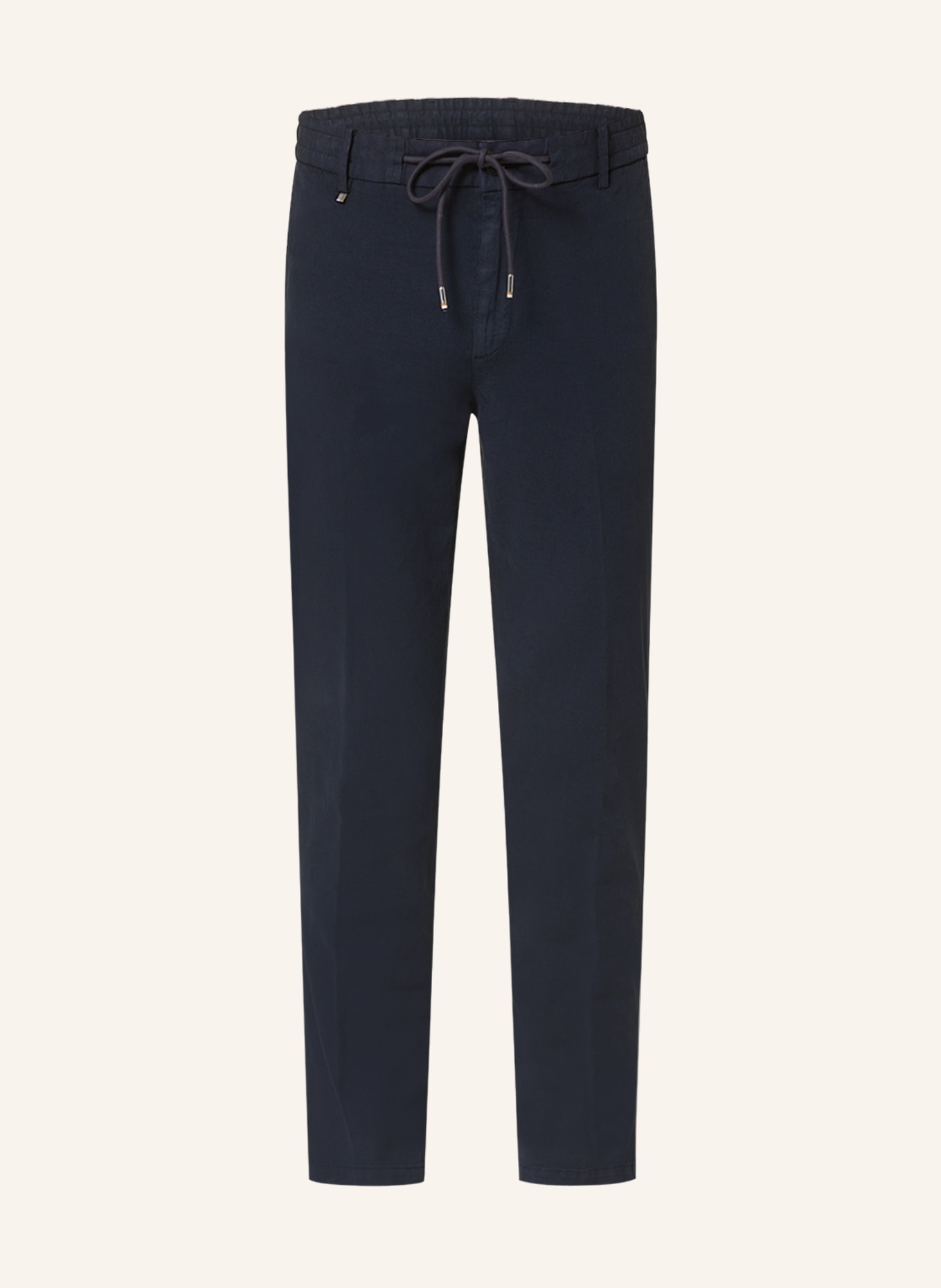 BOSS Pants KANE in jogger style tapered fit with linen, Color: DARK BLUE (Image 1)