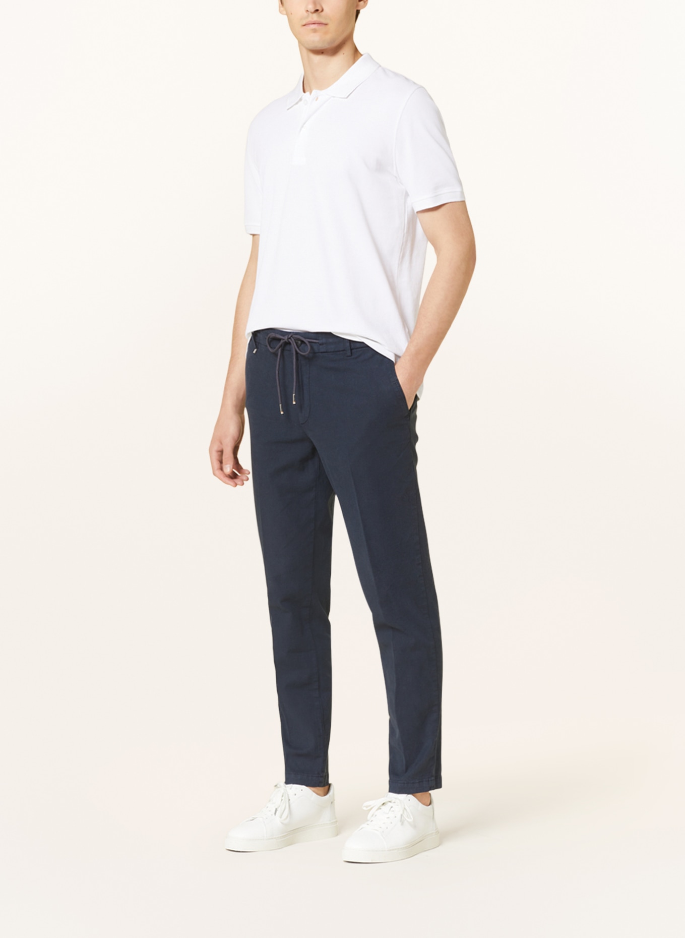 BOSS Pants KANE in jogger style tapered fit with linen, Color: DARK BLUE (Image 2)