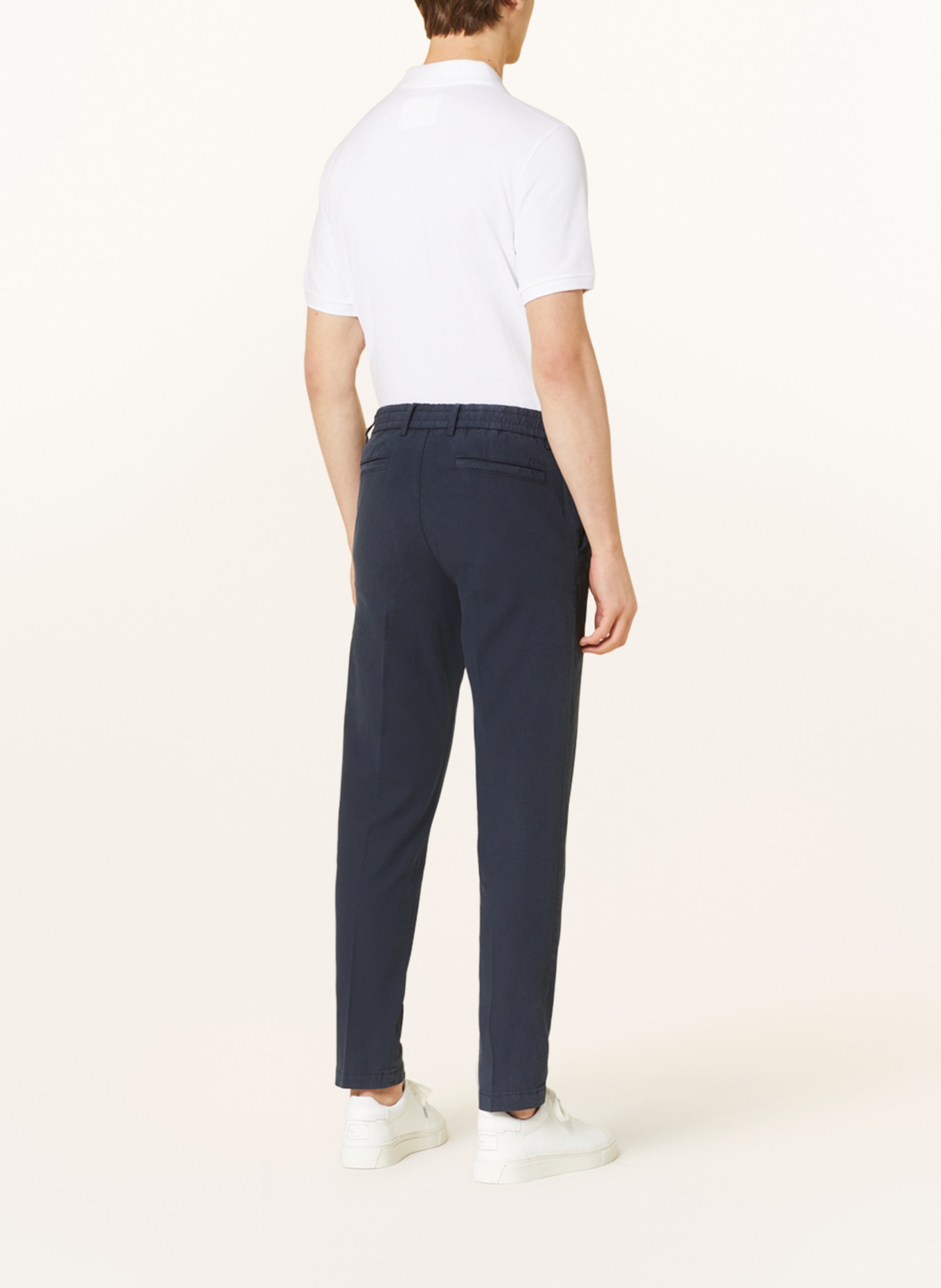 BOSS Pants KANE in jogger style tapered fit with linen, Color: DARK BLUE (Image 3)