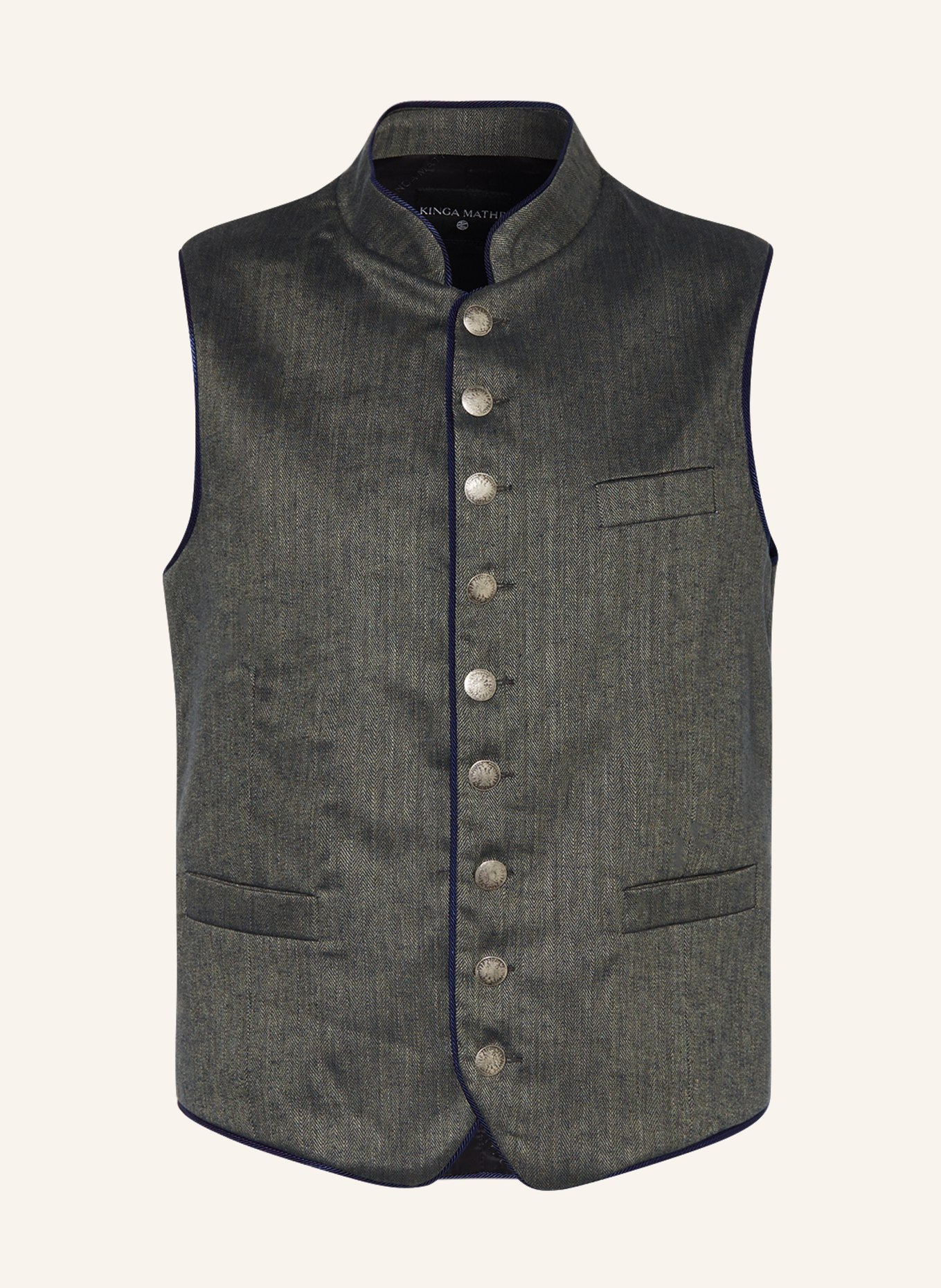 KINGA MATHE Trachten vest NICK with linen, Color: BLUE (Image 1)