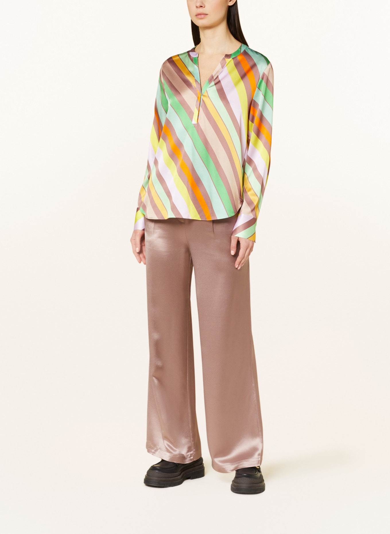 HERZEN'S ANGELEGENHEIT Shirt blouse in silk, Color: GREEN/ ORANGE/ BROWN (Image 2)