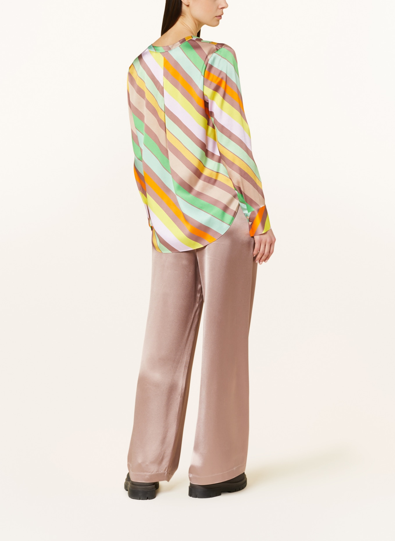 HERZEN'S ANGELEGENHEIT Shirt blouse in silk, Color: GREEN/ ORANGE/ BROWN (Image 3)