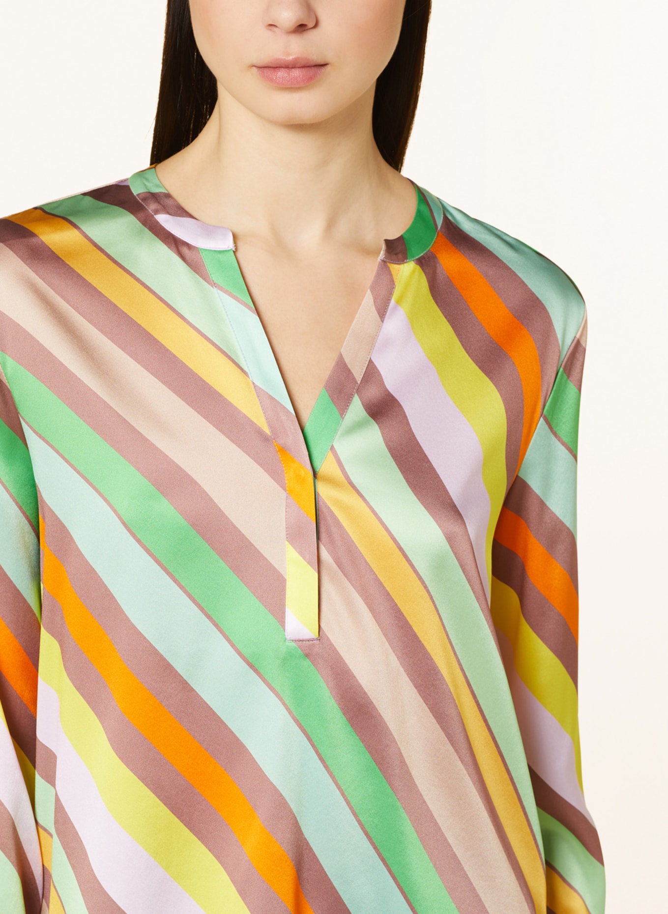 HERZEN'S ANGELEGENHEIT Shirt blouse in silk, Color: GREEN/ ORANGE/ BROWN (Image 4)