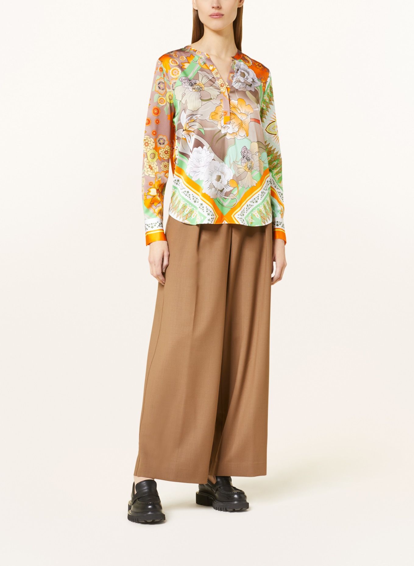 HERZEN'S ANGELEGENHEIT Shirt blouse in silk, Color: ORANGE/ TAUPE/ LIGHT GREEN (Image 2)