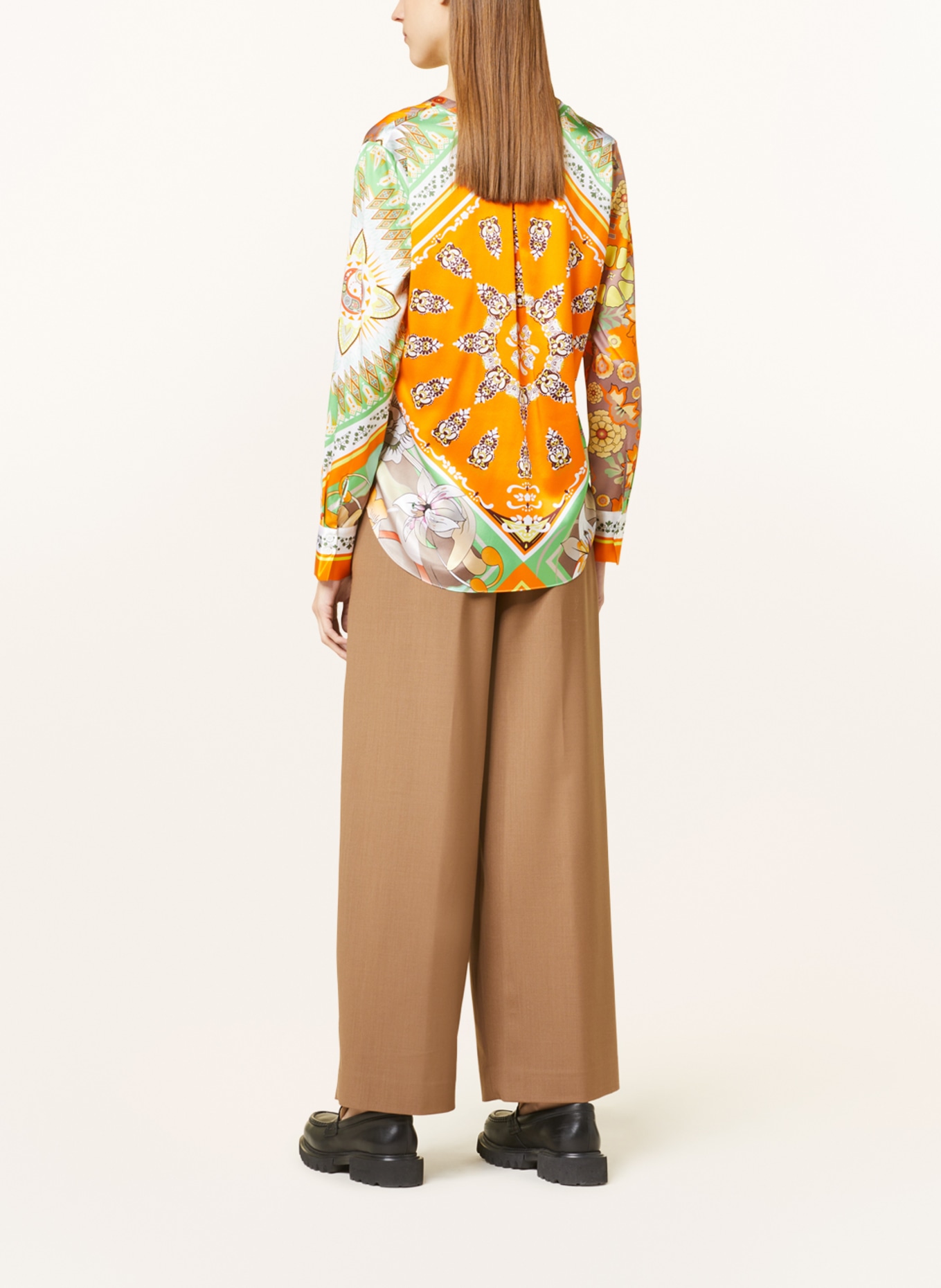 HERZEN'S ANGELEGENHEIT Shirt blouse in silk, Color: ORANGE/ TAUPE/ LIGHT GREEN (Image 3)