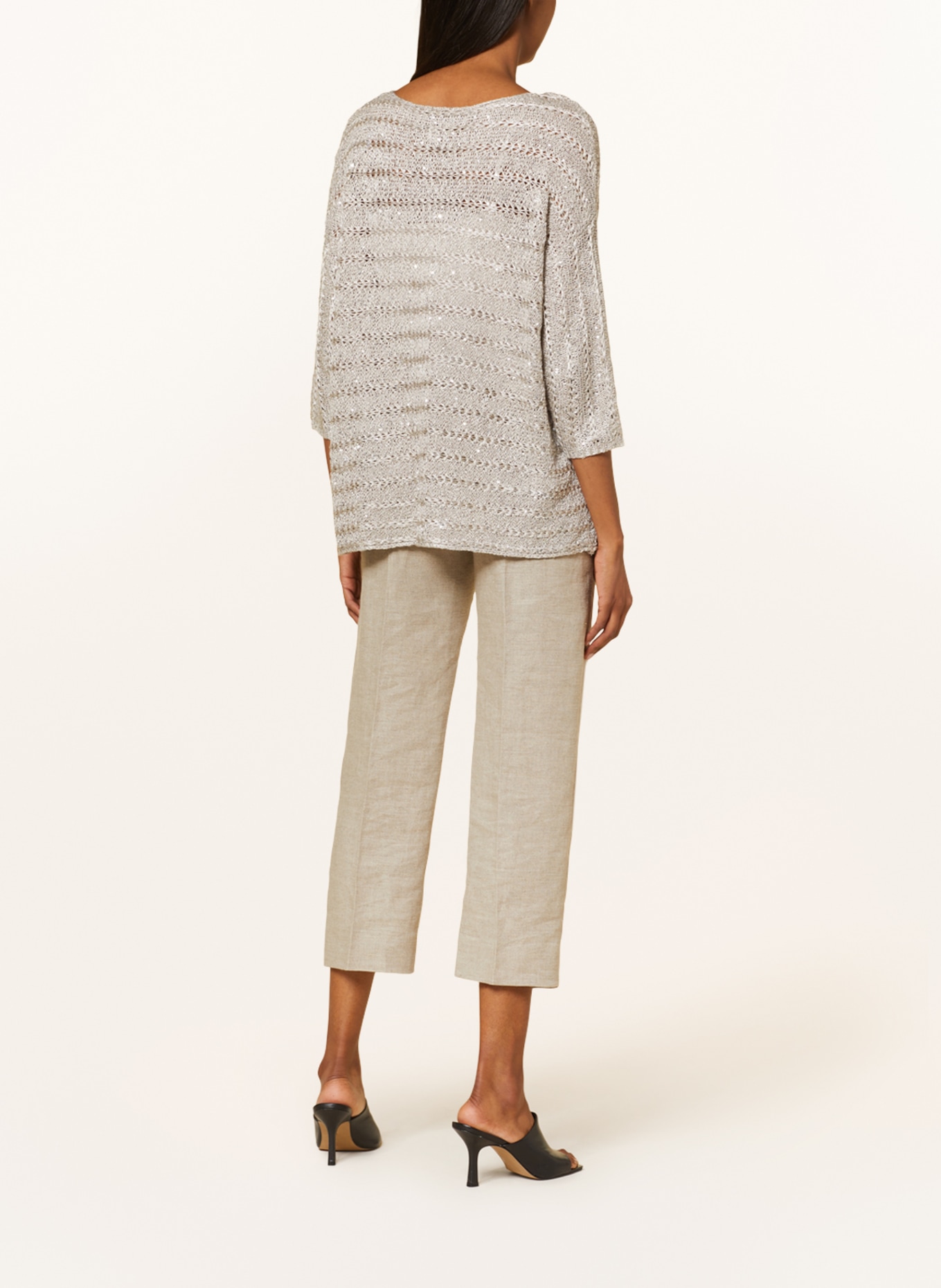 Joseph Ribkoff Sweater with 3/4 sleeve and sequins, Color: BEIGE (Image 3)