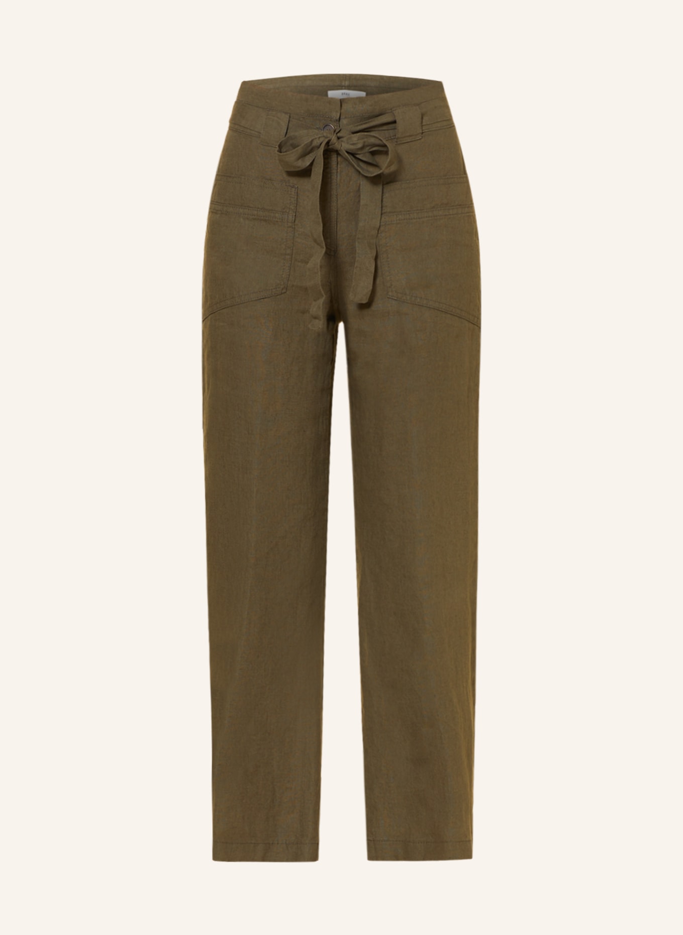 BRAX 7/8 trousers MAINE S in linen, Color: OLIVE (Image 1)