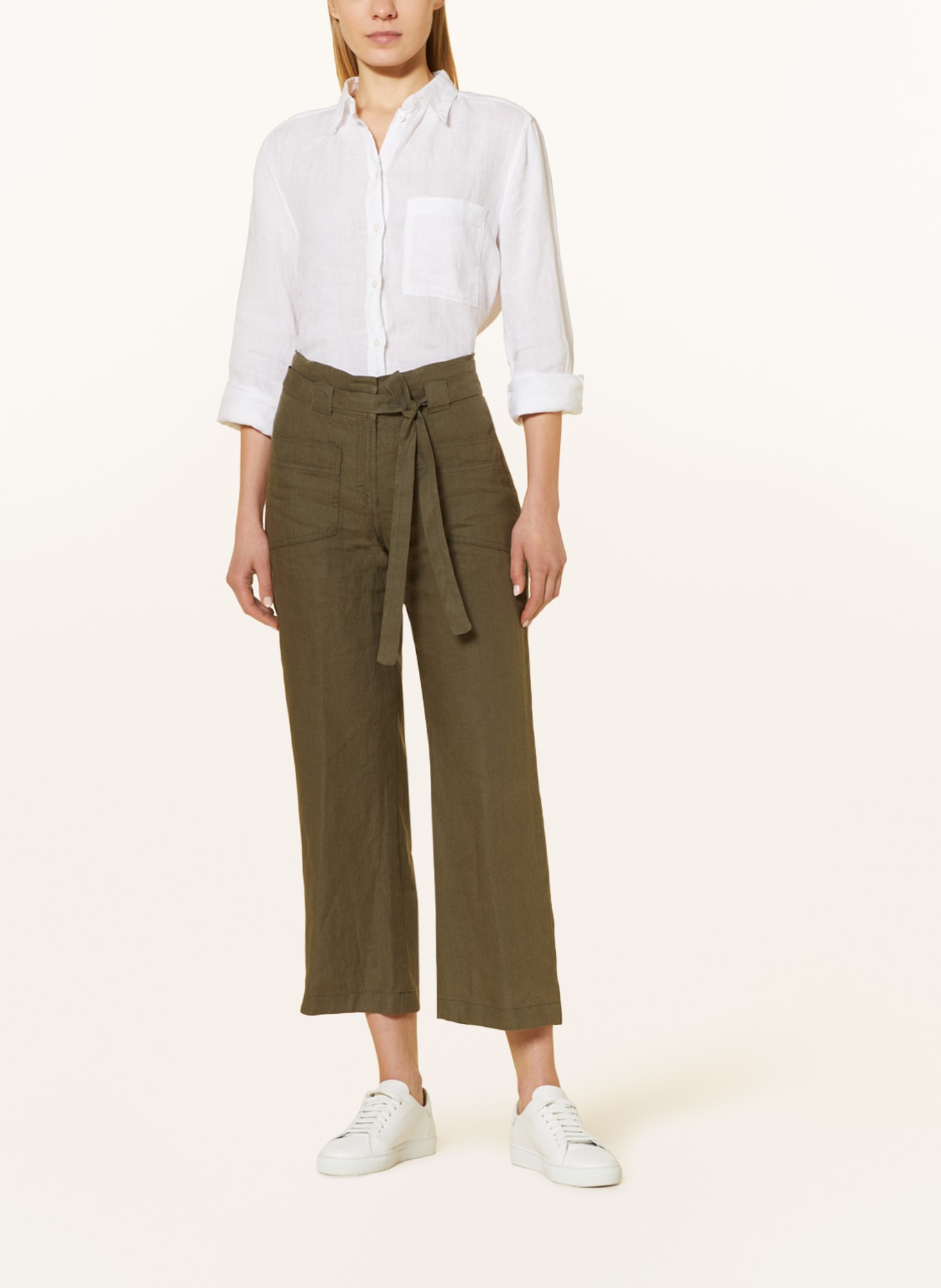 BRAX 7/8 trousers MAINE S in linen, Color: OLIVE (Image 2)
