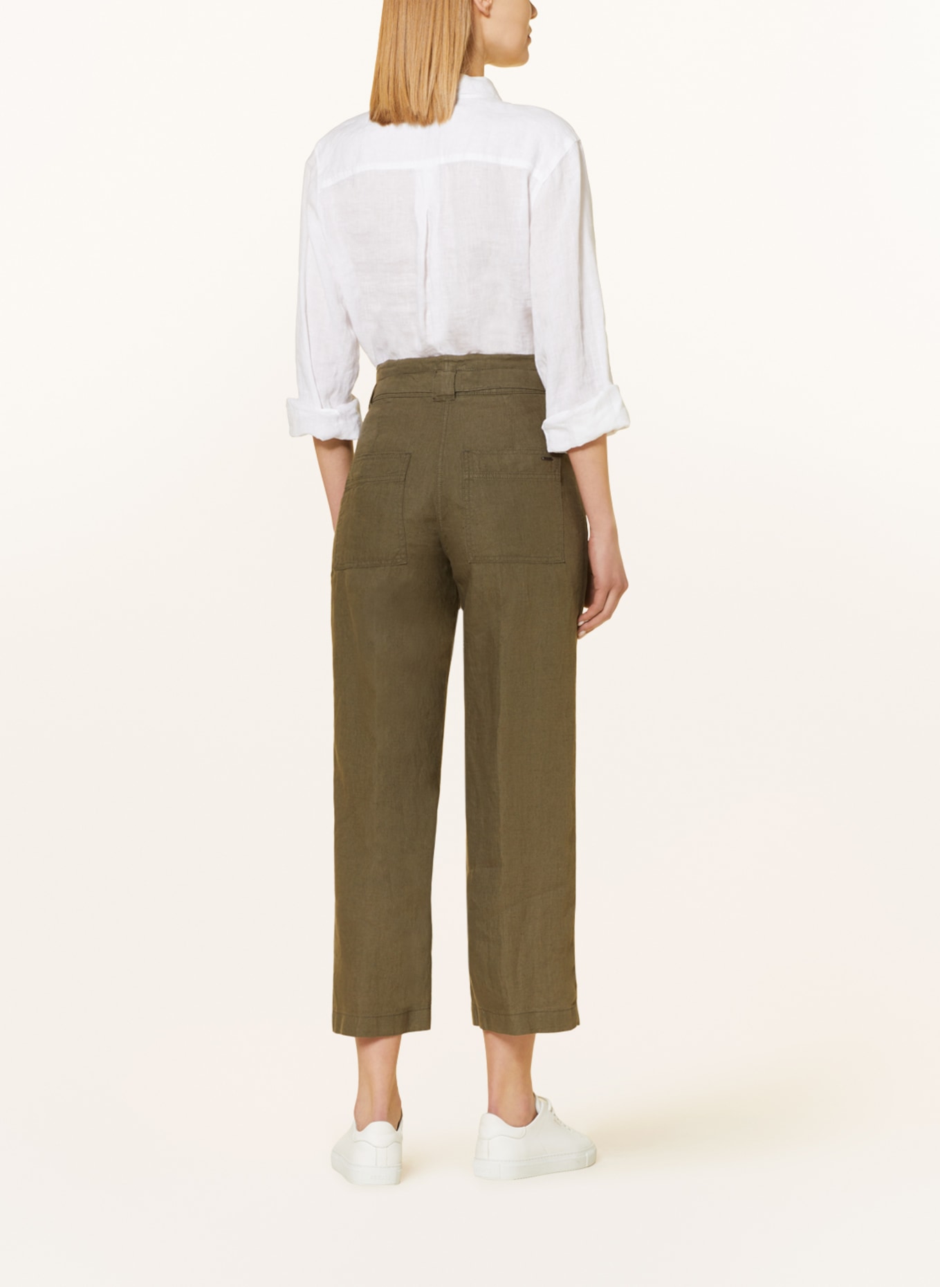 BRAX 7/8 trousers MAINE S in linen, Color: OLIVE (Image 3)