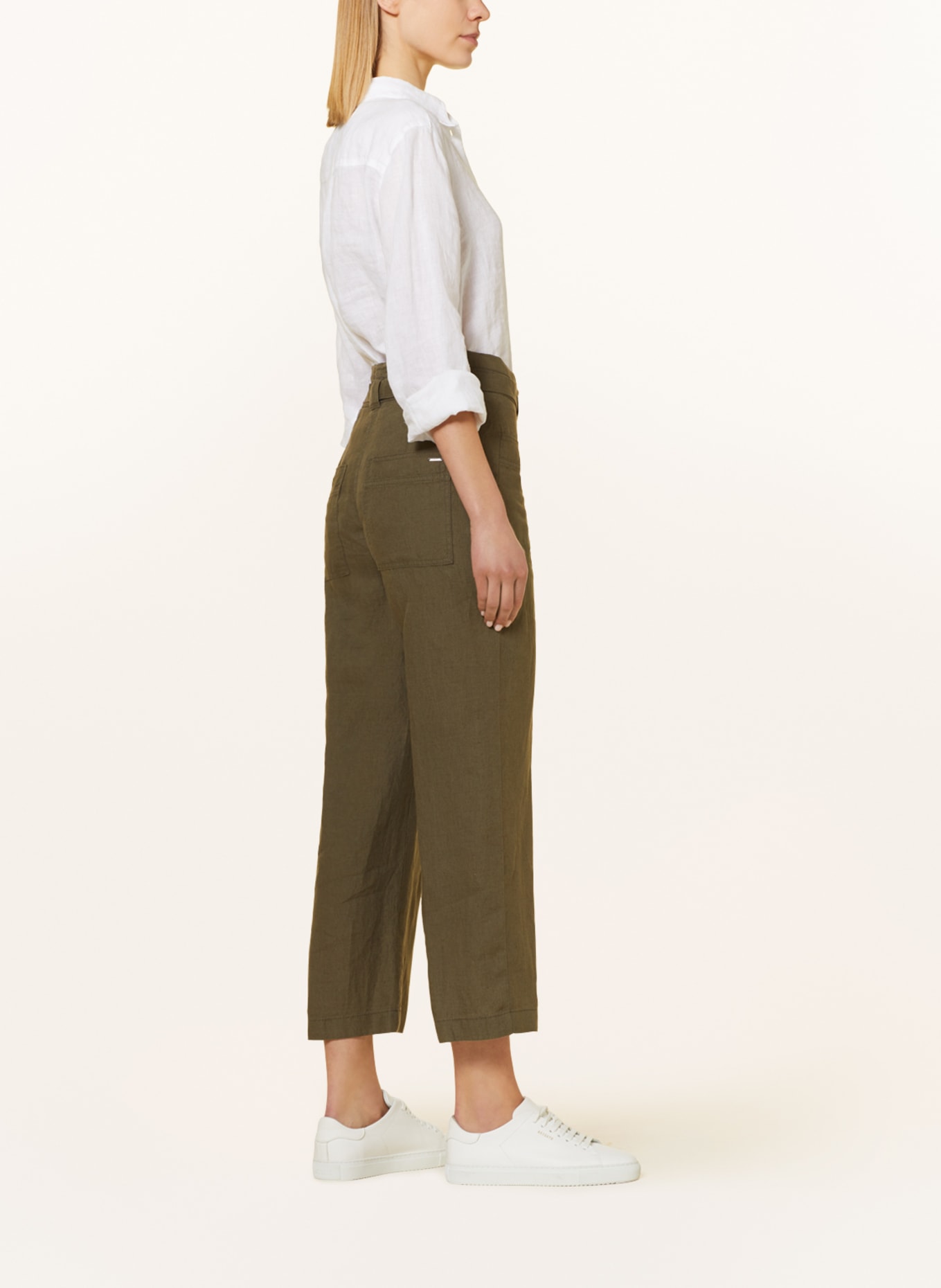 BRAX 7/8 trousers MAINE S in linen, Color: OLIVE (Image 4)
