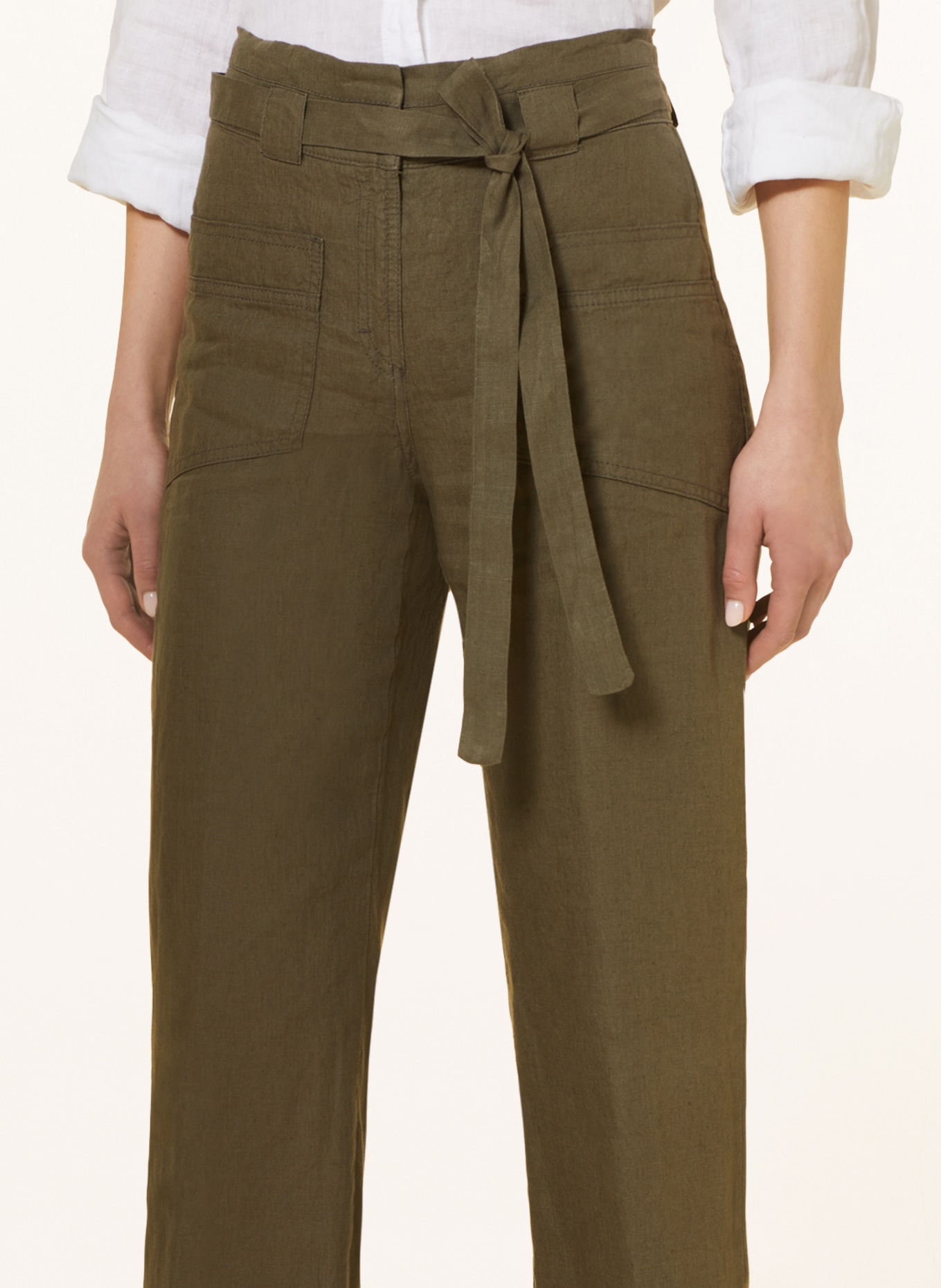 BRAX 7/8 trousers MAINE S in linen, Color: OLIVE (Image 5)
