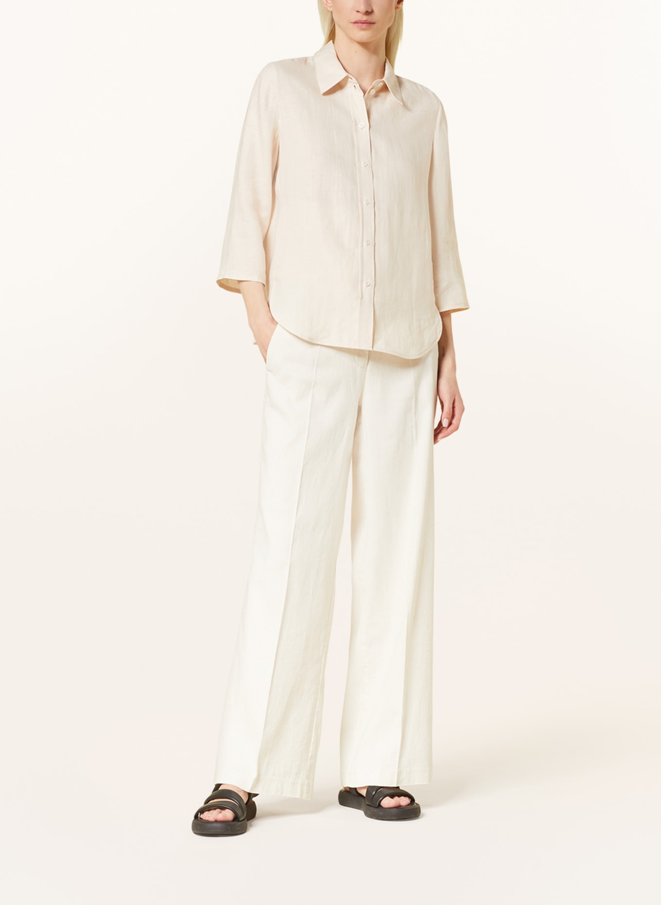 CAMBIO Wide leg trousers MIRA with linen, Color: CREAM (Image 2)