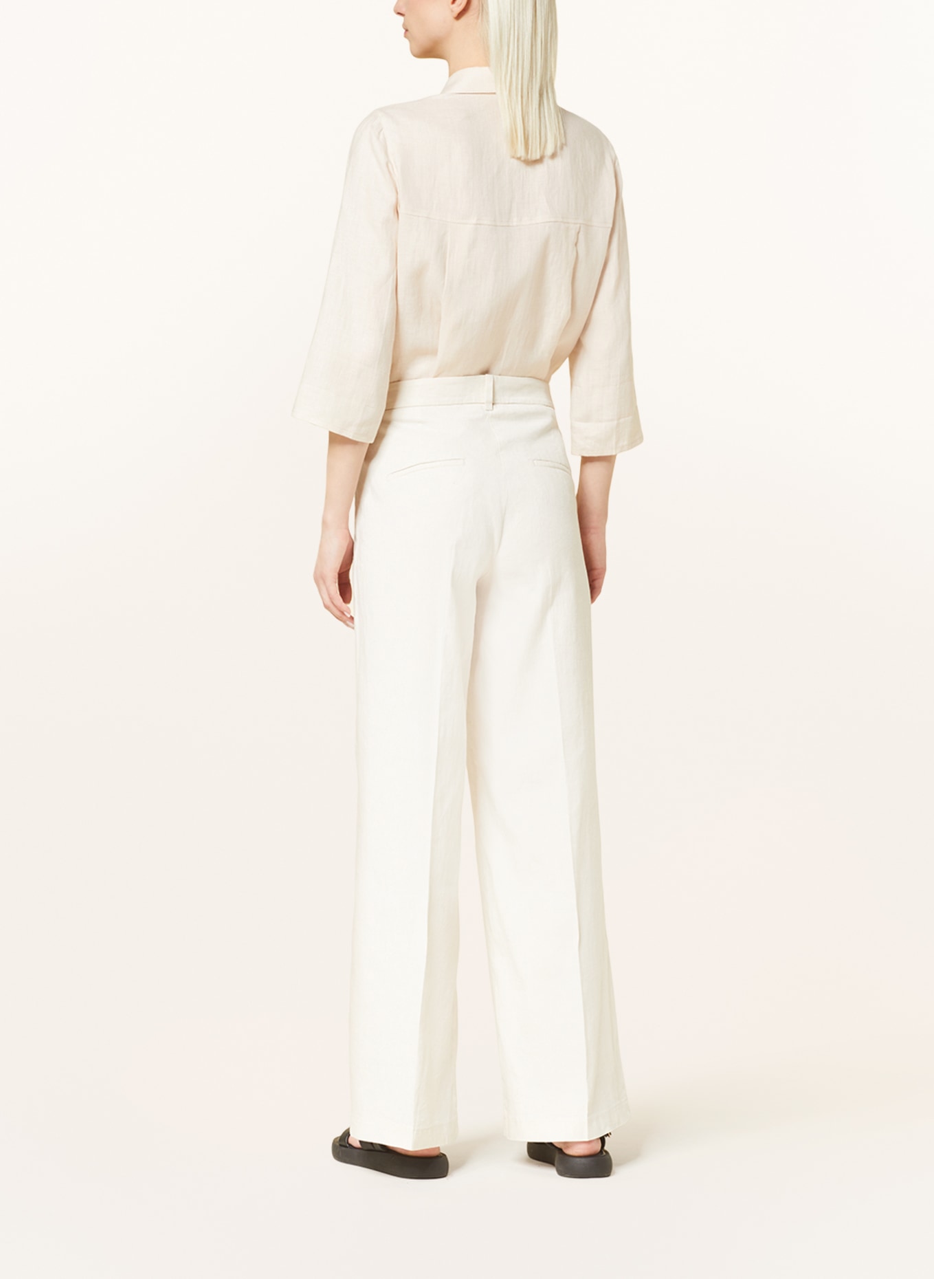 CAMBIO Wide leg trousers MIRA with linen, Color: CREAM (Image 3)