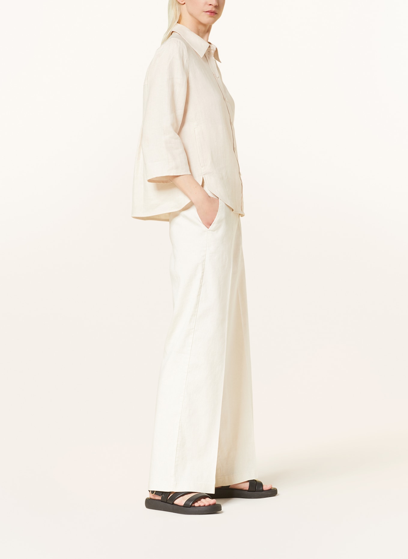 CAMBIO Wide leg trousers MIRA with linen, Color: CREAM (Image 4)