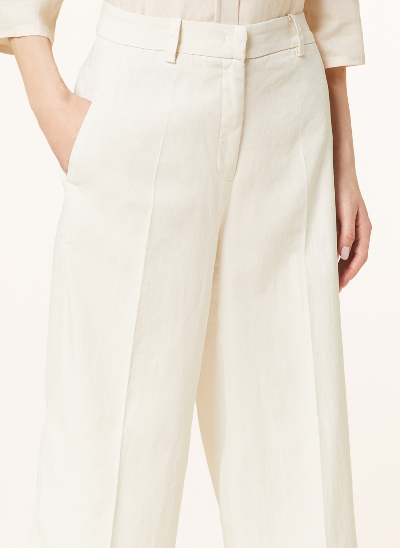 CAMBIO Wide leg trousers MIRA with linen, Color: CREAM (Image 5)