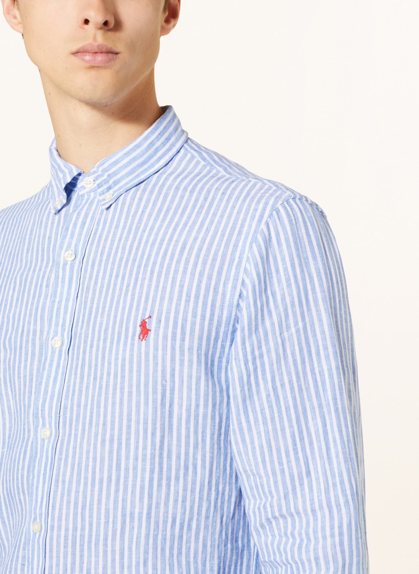 POLO RALPH LAUREN Linen shirt slim fit, Color: LIGHT BLUE/ WHITE (Image 4)