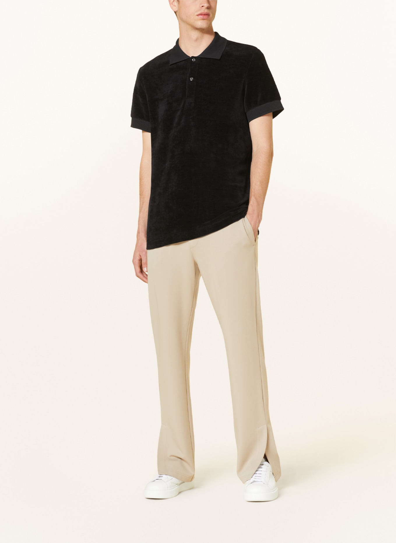 BOGNER Velour polo shirt, Color: BLACK (Image 2)