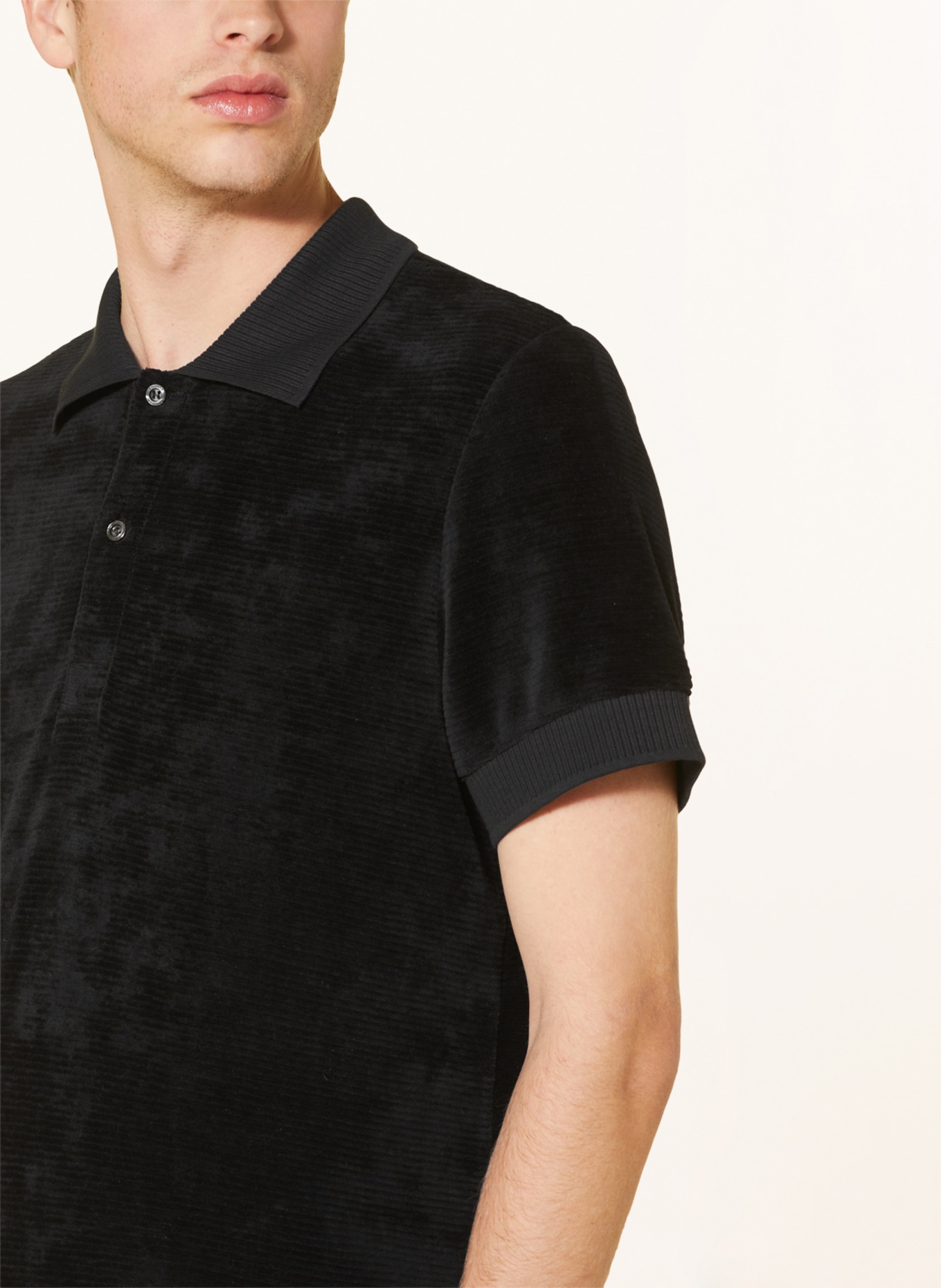 BOGNER Velour polo shirt, Color: BLACK (Image 4)