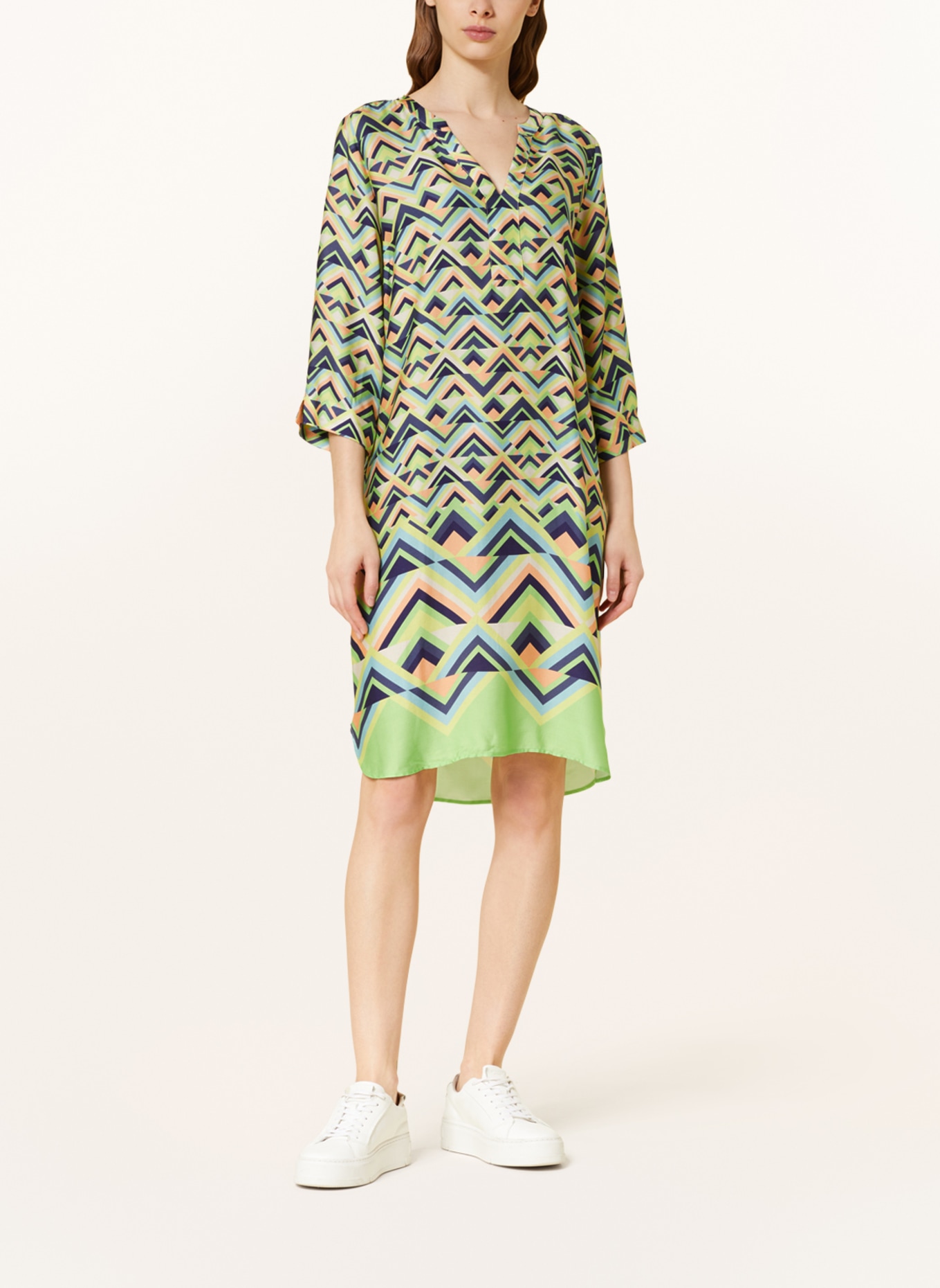 Smith & Soul Dress with 3/4 sleeves, Color: NEON GREEN/ LIGHT BLUE/ LIGHT ORANGE (Image 2)