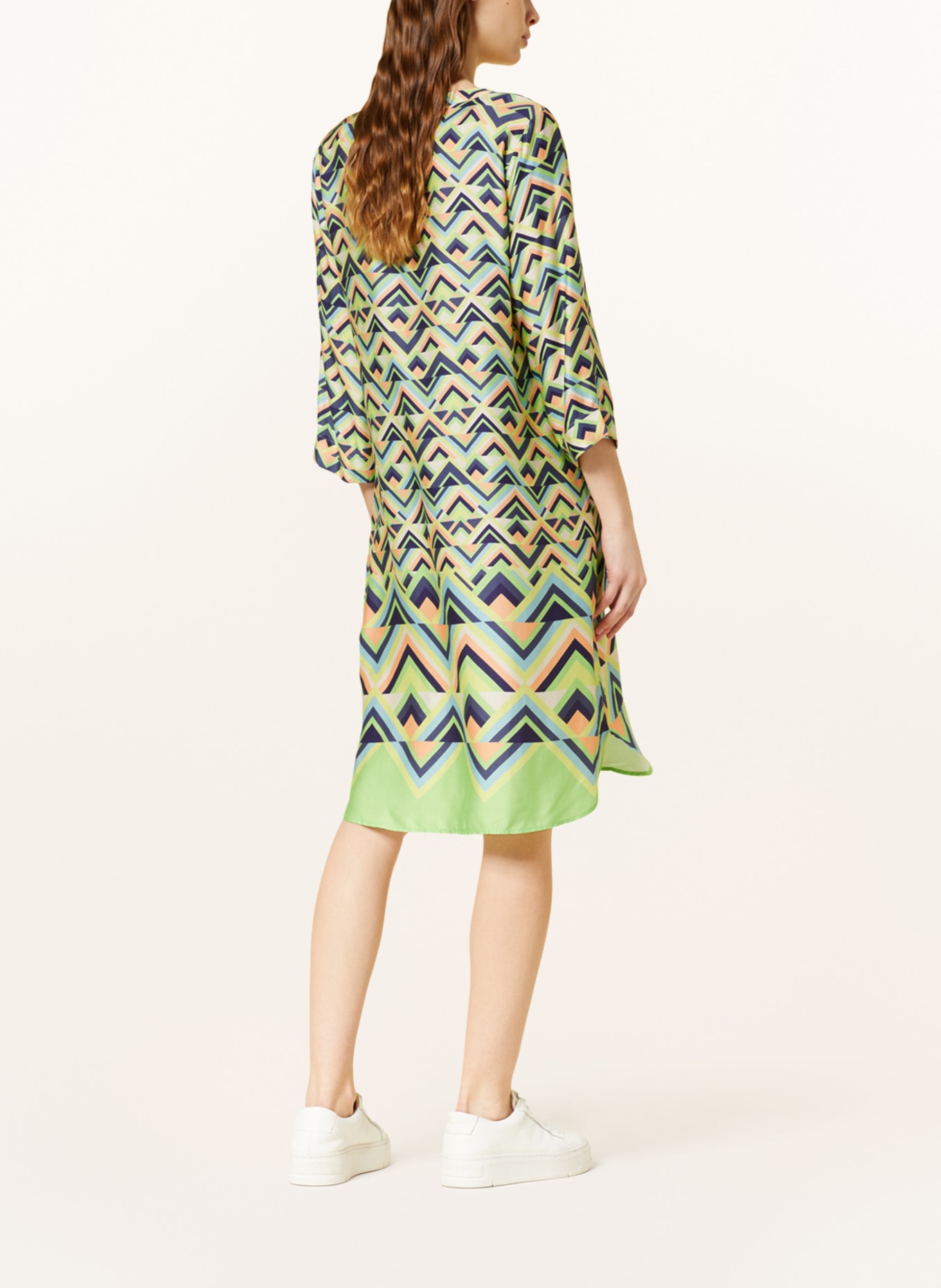 Smith & Soul Dress with 3/4 sleeves, Color: NEON GREEN/ LIGHT BLUE/ LIGHT ORANGE (Image 3)