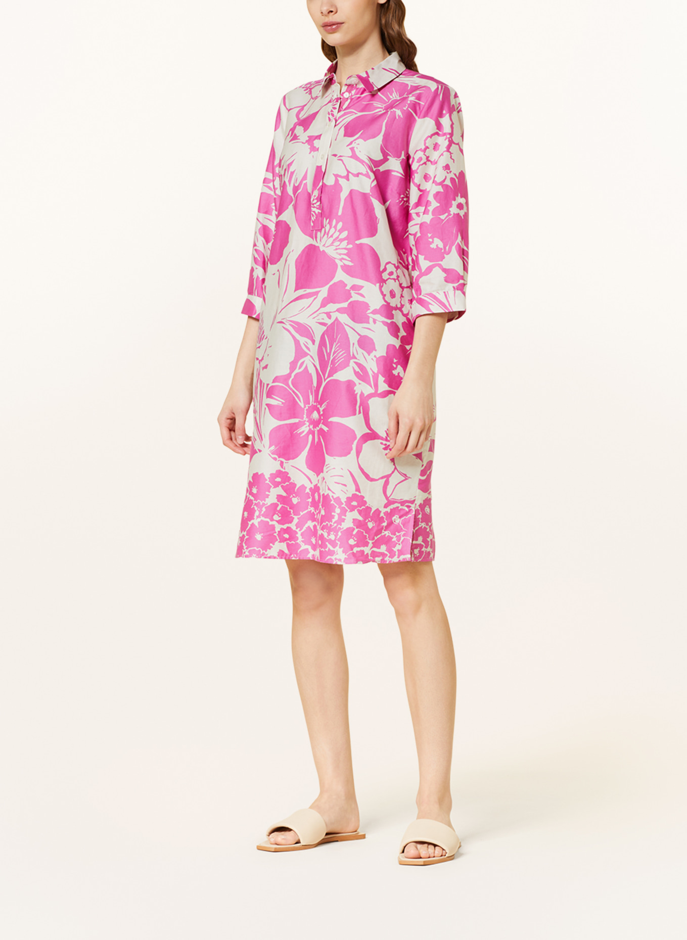 Smith & Soul Dress with 3/4 sleeves, Color: WHITE/ PINK (Image 2)