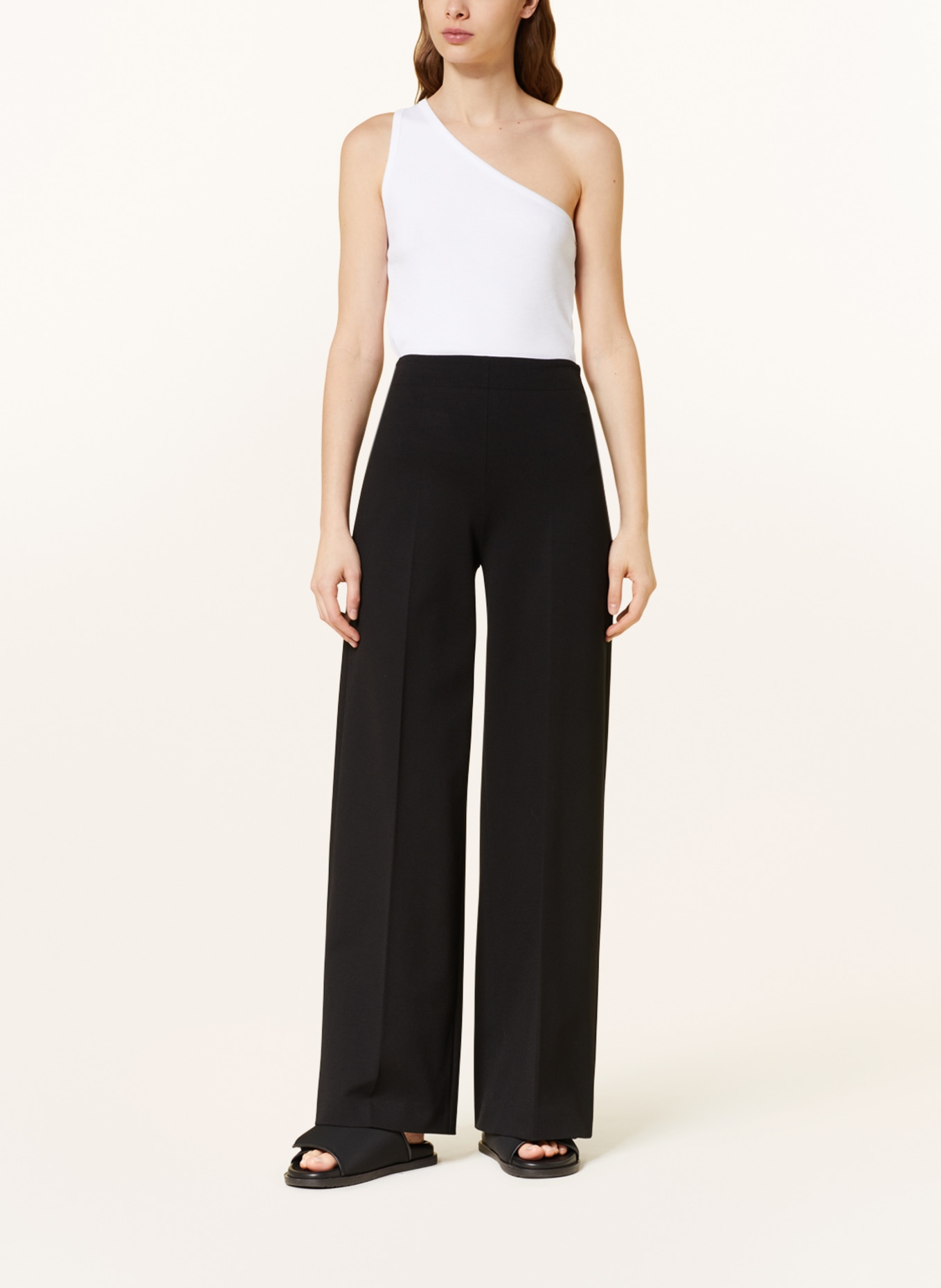 DRYKORN Wide leg trousers BEFORE in jersey, Color: BLACK (Image 2)