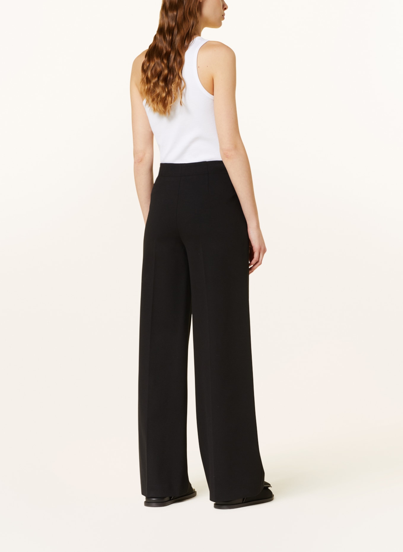 DRYKORN Wide leg trousers BEFORE in jersey, Color: BLACK (Image 3)