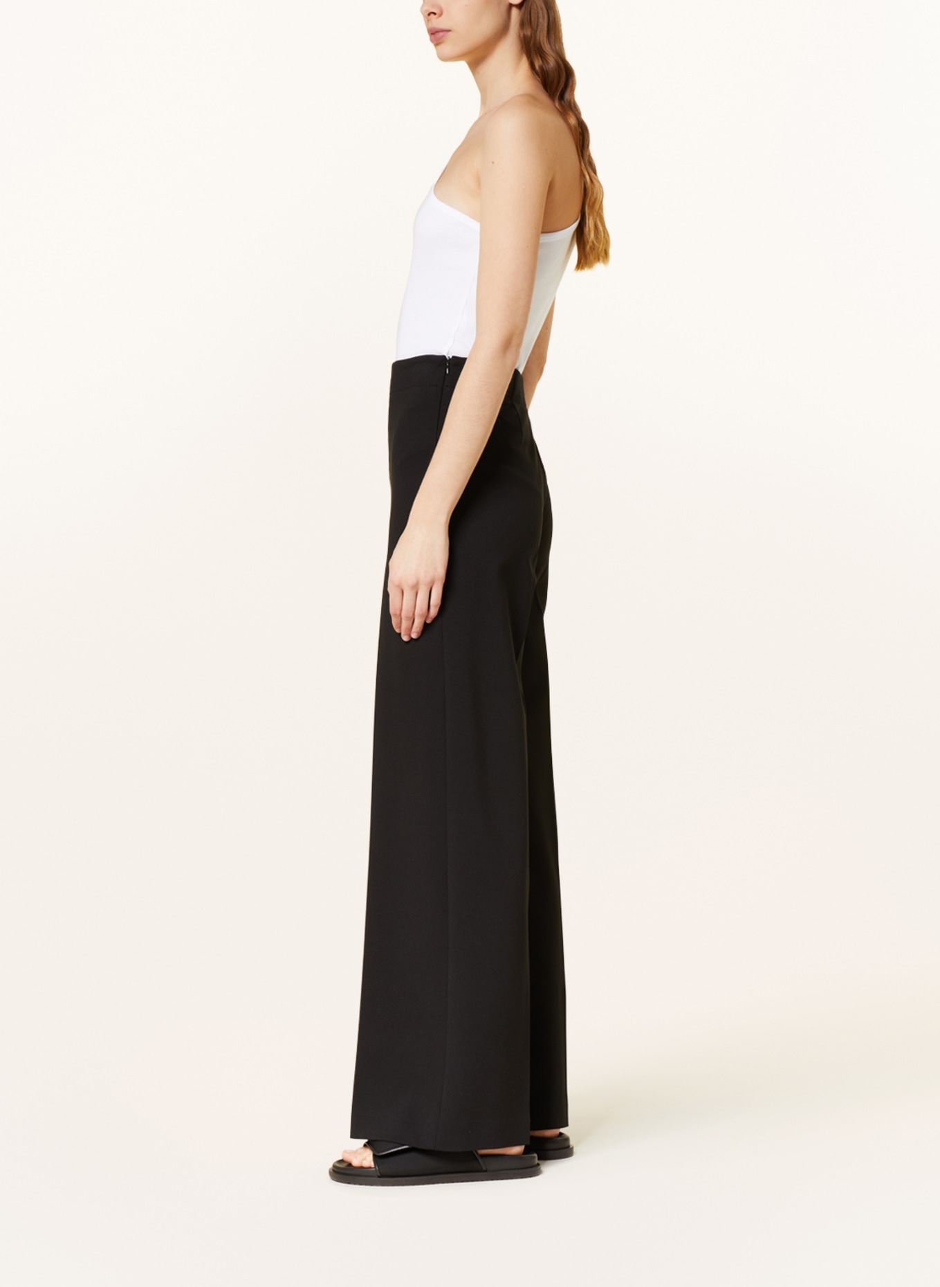 DRYKORN Wide leg trousers BEFORE in jersey, Color: BLACK (Image 4)
