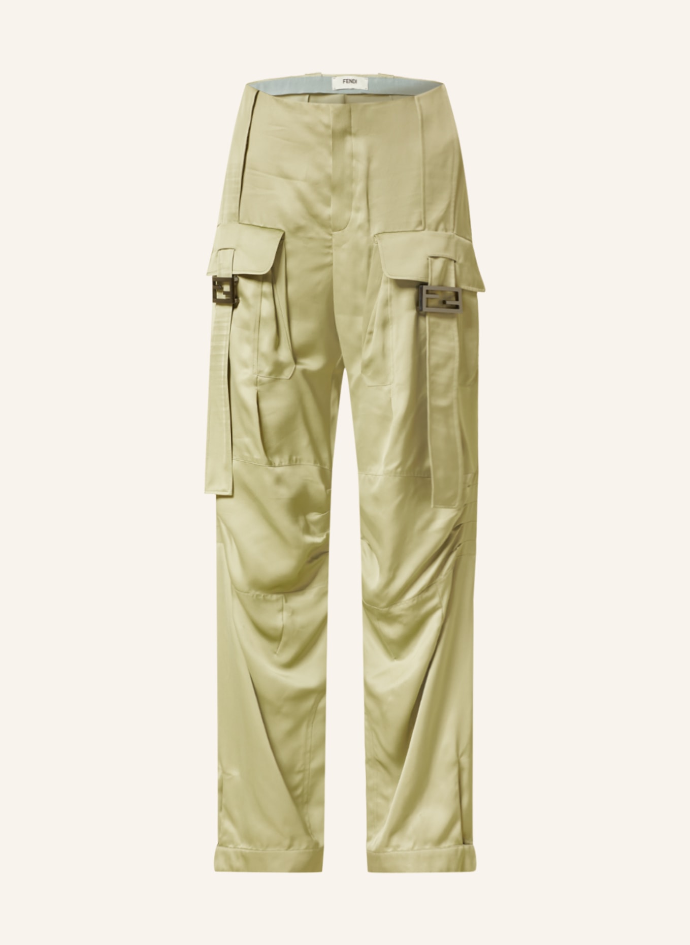 FENDI Cargo pants made of satin, Color: LIGHT GREEN (Image 1)