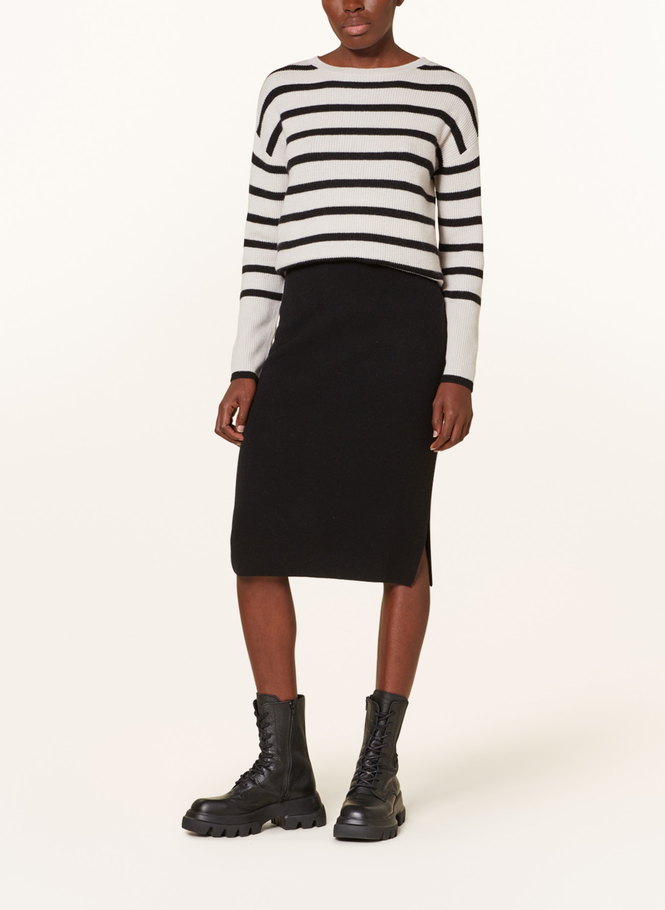 darling harbour Knit skirt with cashmere, Color: BLACK (Image 2)