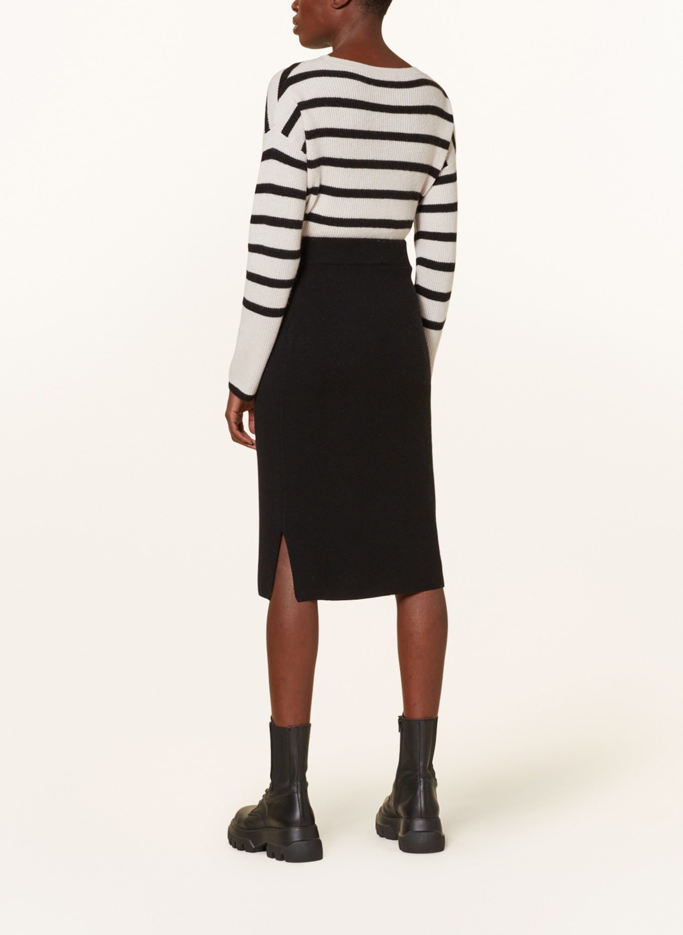 darling harbour Knit skirt with cashmere, Color: BLACK (Image 3)