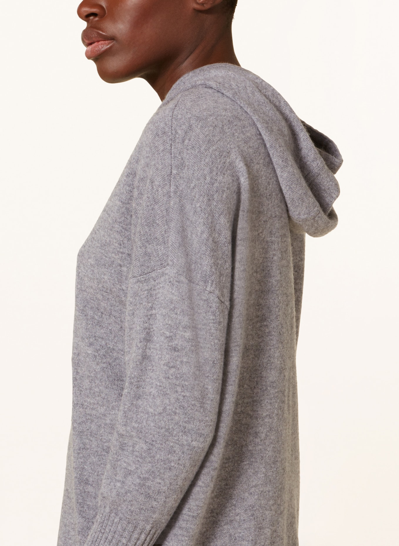 darling harbour Knit hoodie with cashmere, Color: GRAU MEL (Image 5)
