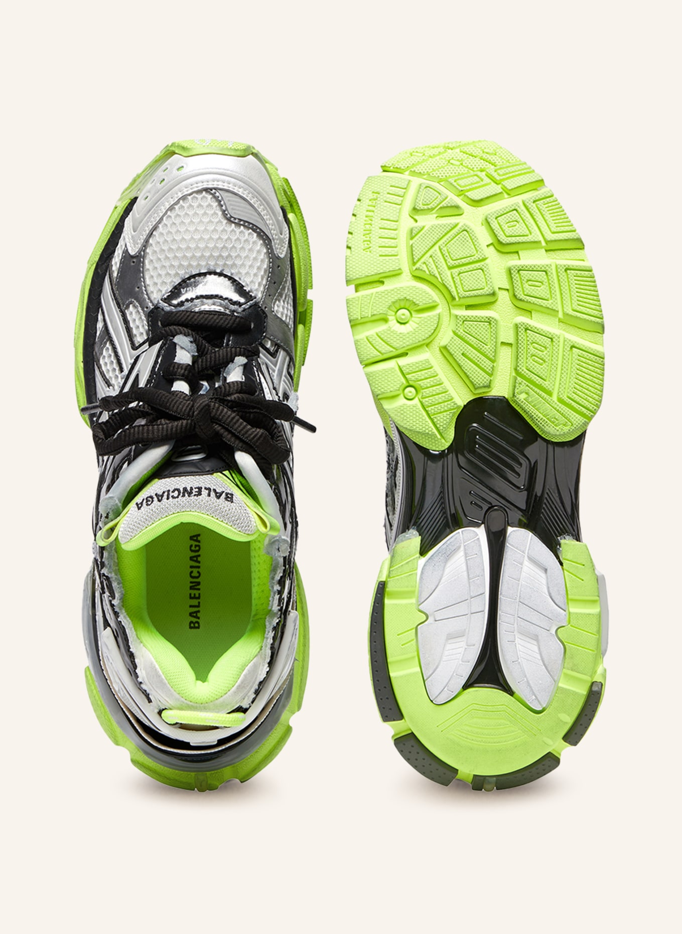 BALENCIAGA Sneaker RUNNER, Farbe: WEISS/ SILBER/ NEONGRÜN (Bild 5)