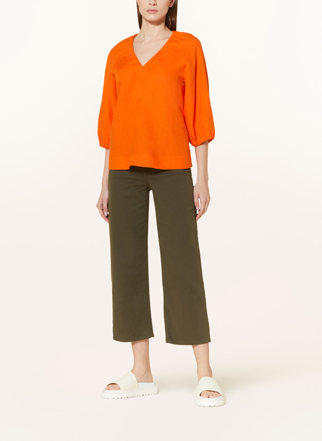 Marc O'Polo Shirt blouse in mixed materials with 3/4 sleeves, Color: ORANGE (Image 2)