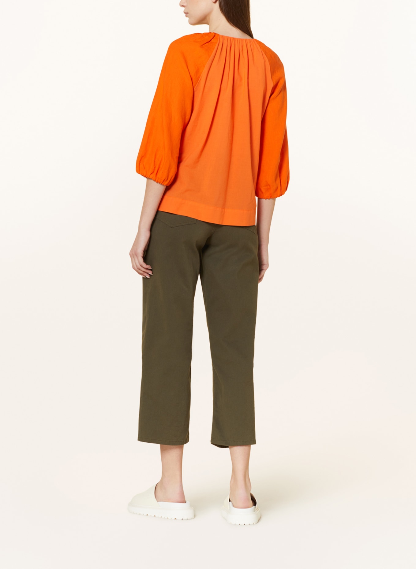 Marc O'Polo Shirt blouse in mixed materials with 3/4 sleeves, Color: ORANGE (Image 3)