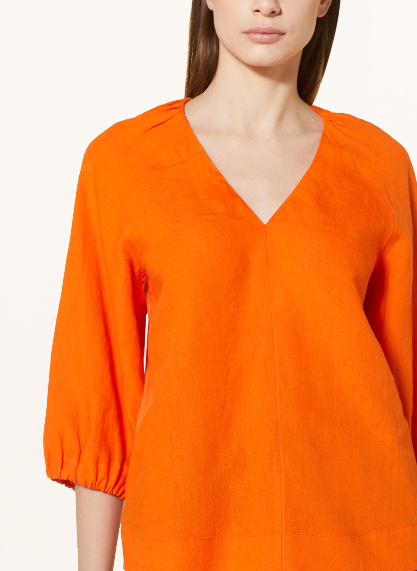 Marc O'Polo Shirt blouse in mixed materials with 3/4 sleeves, Color: ORANGE (Image 4)