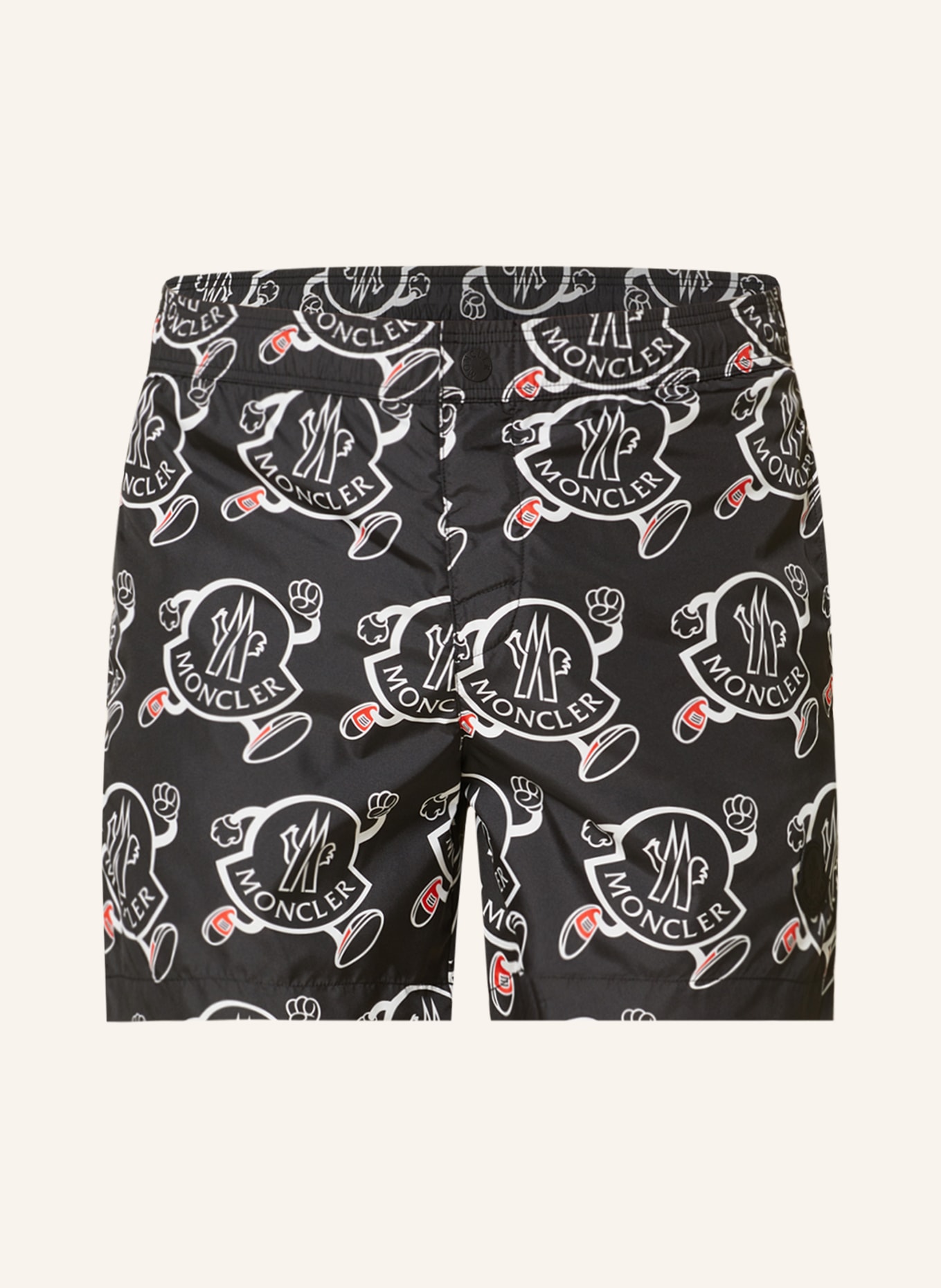 MONCLER Swim shorts, Color: BLACK/ WHITE/ RED (Image 1)