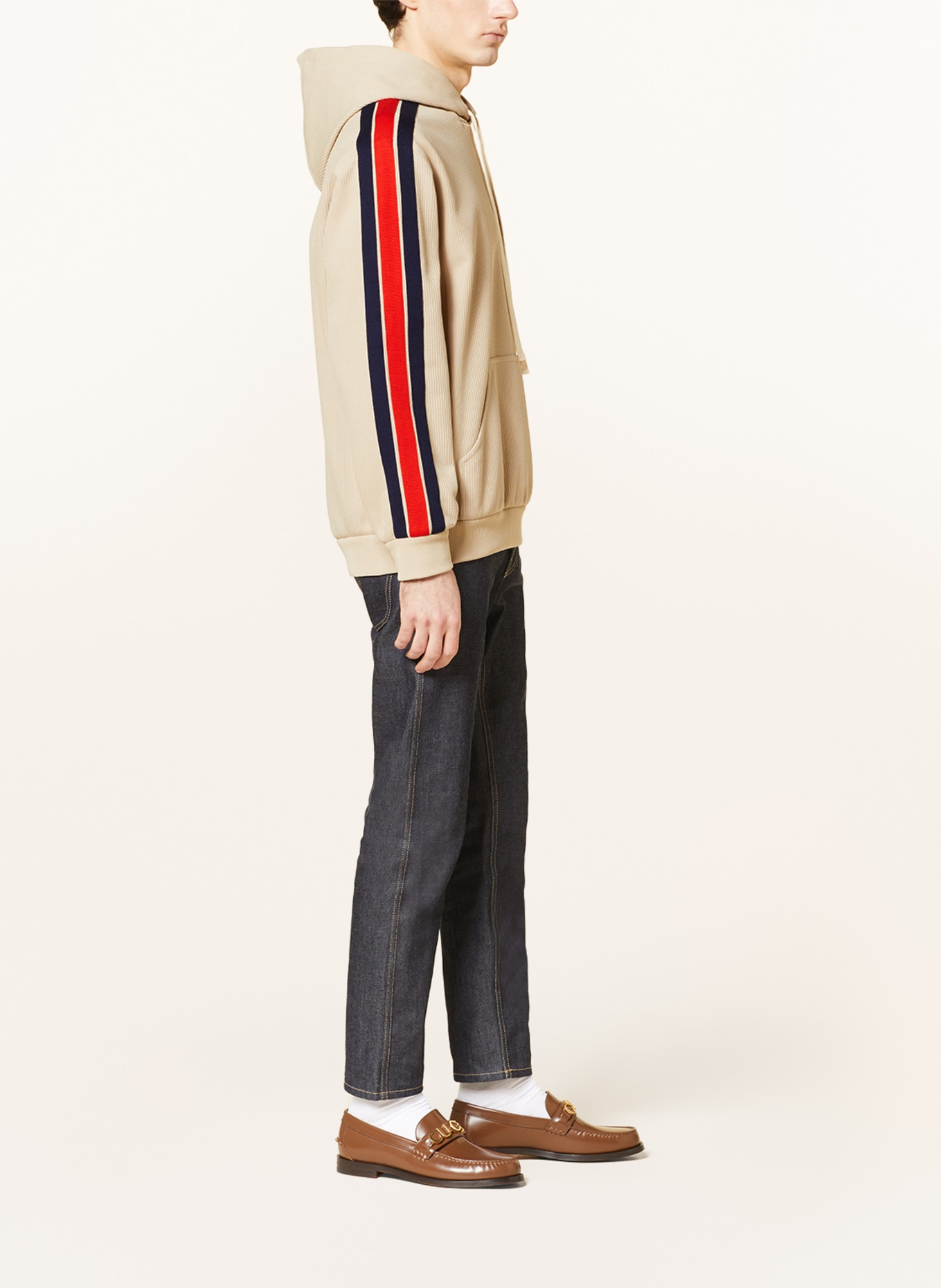 GUCCI Hoodie with tuxedo stripes, Color: LIGHT BROWN (Image 4)