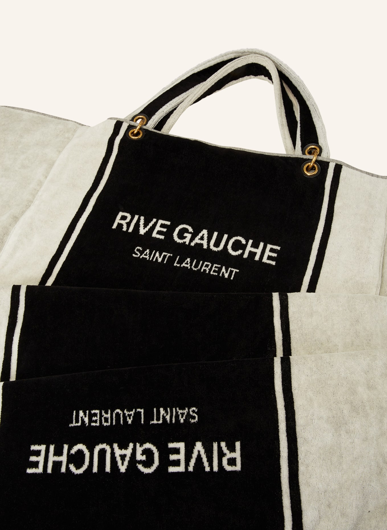 SAINT LAURENT Torba shopper RIVE GAUCHE, Kolor: CZARNY/ JASNOCZARY (Obrazek 3)