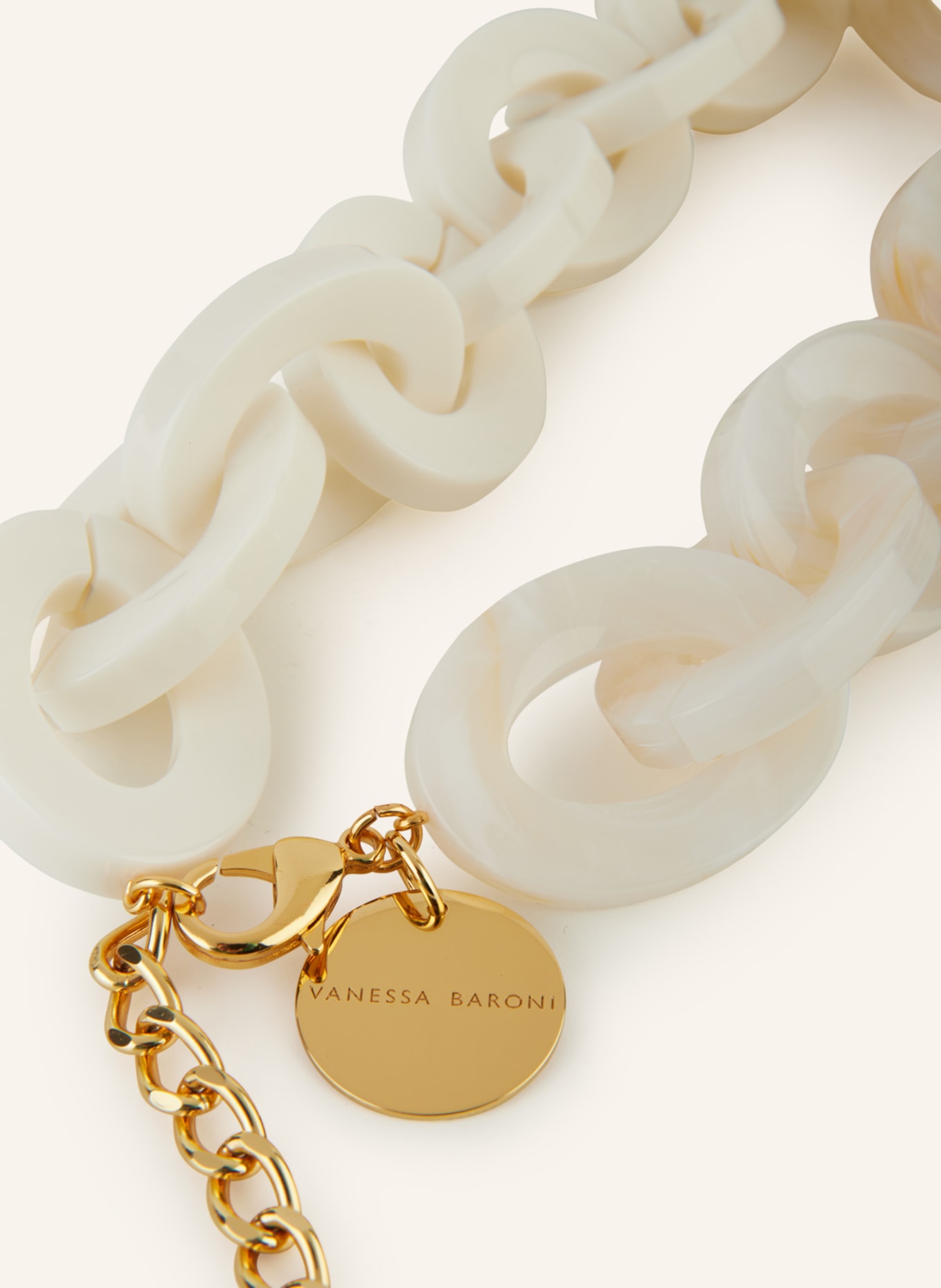 VANESSA BARONI Necklace OVAL, Color: WHITE/ GOLD (Image 2)