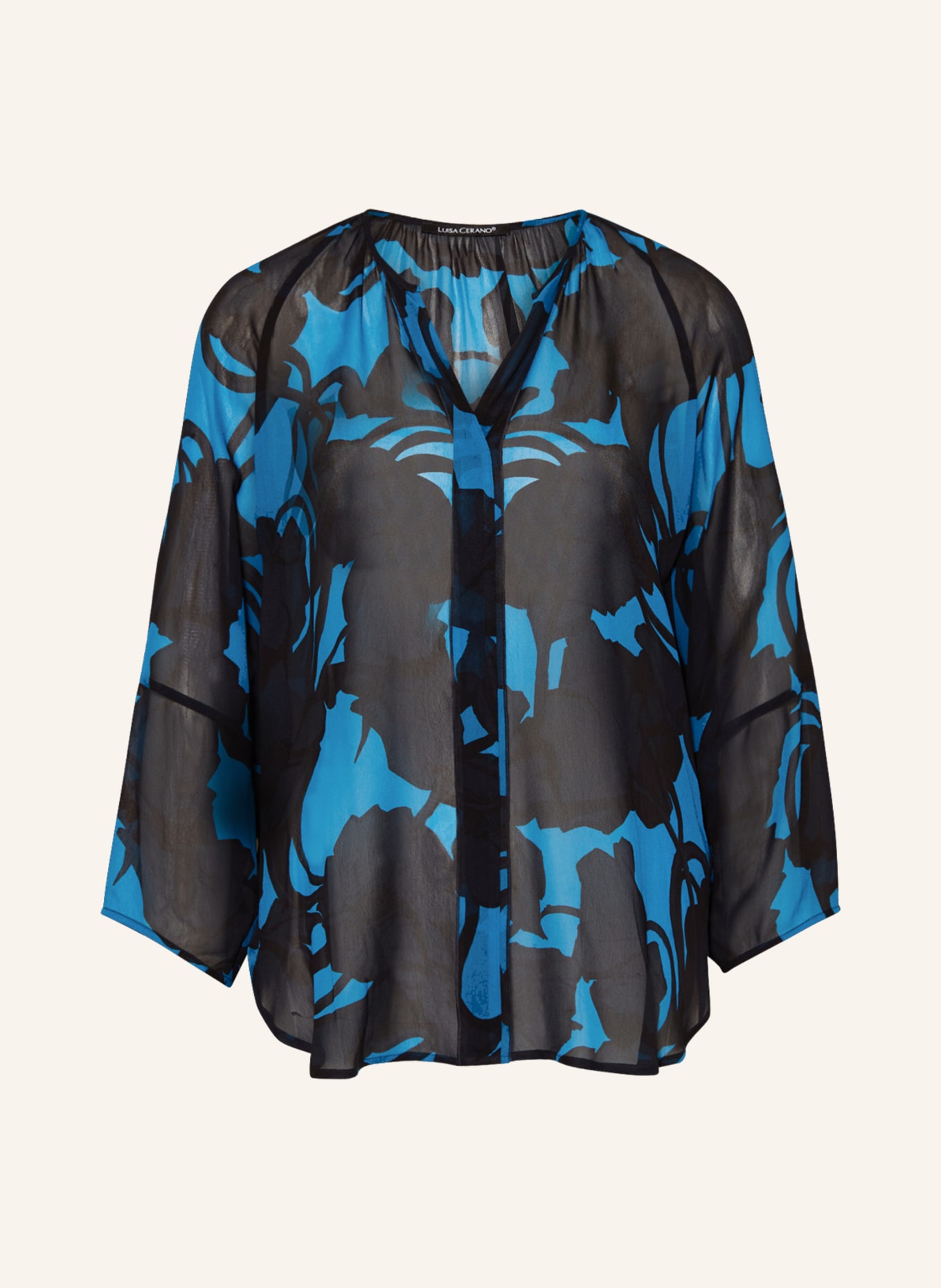 LUISA CERANO Shirt blouse, Color: BLACK/ BLUE (Image 1)